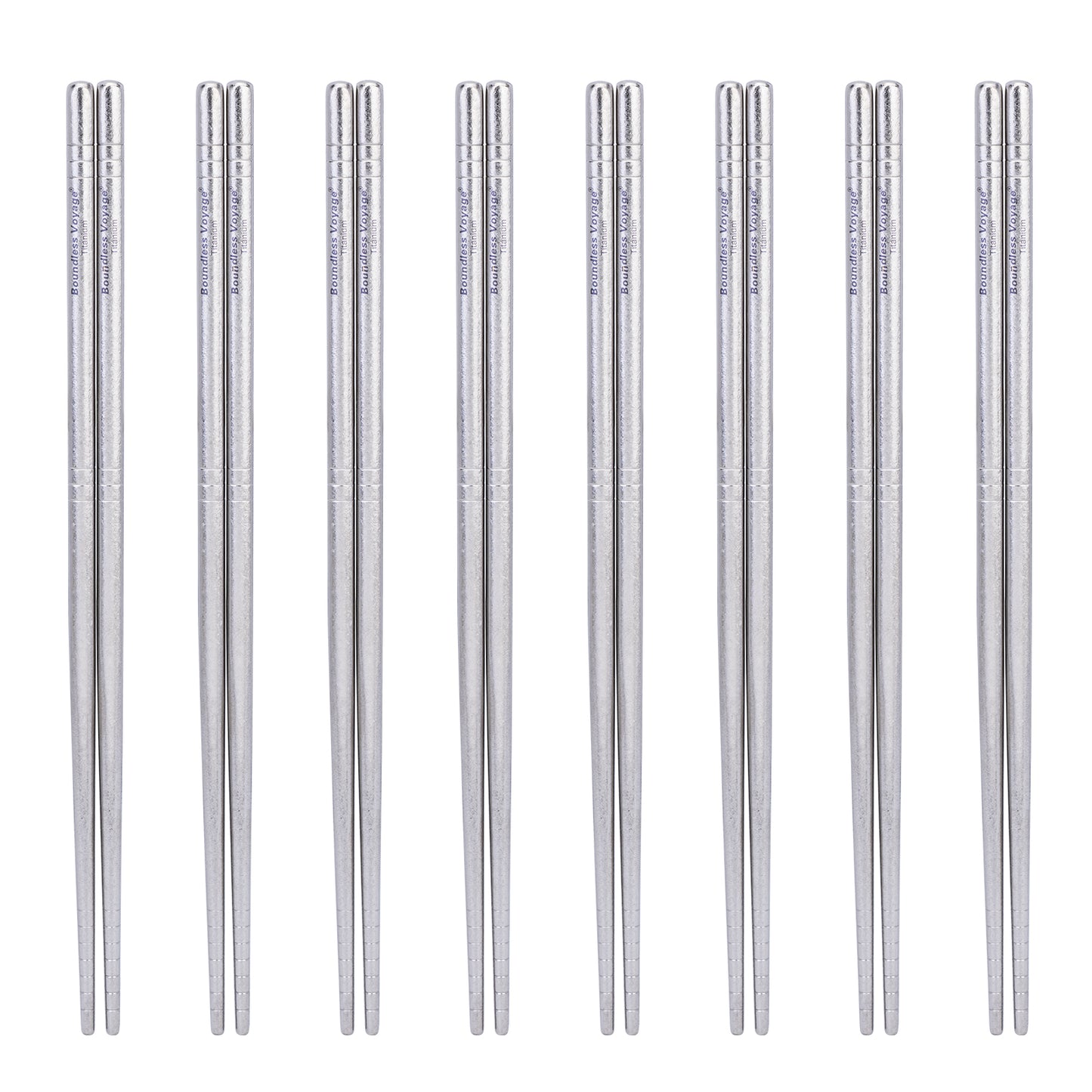 Boundless Voyage 8 Pairs Colorful Pure Titanium Chopsticks | Ultralight Non-Slip Reusable Tableware for Rice, Noodles, Tofu & Meatballs, Camping, Hiking & Daily Home Use Ti1006T