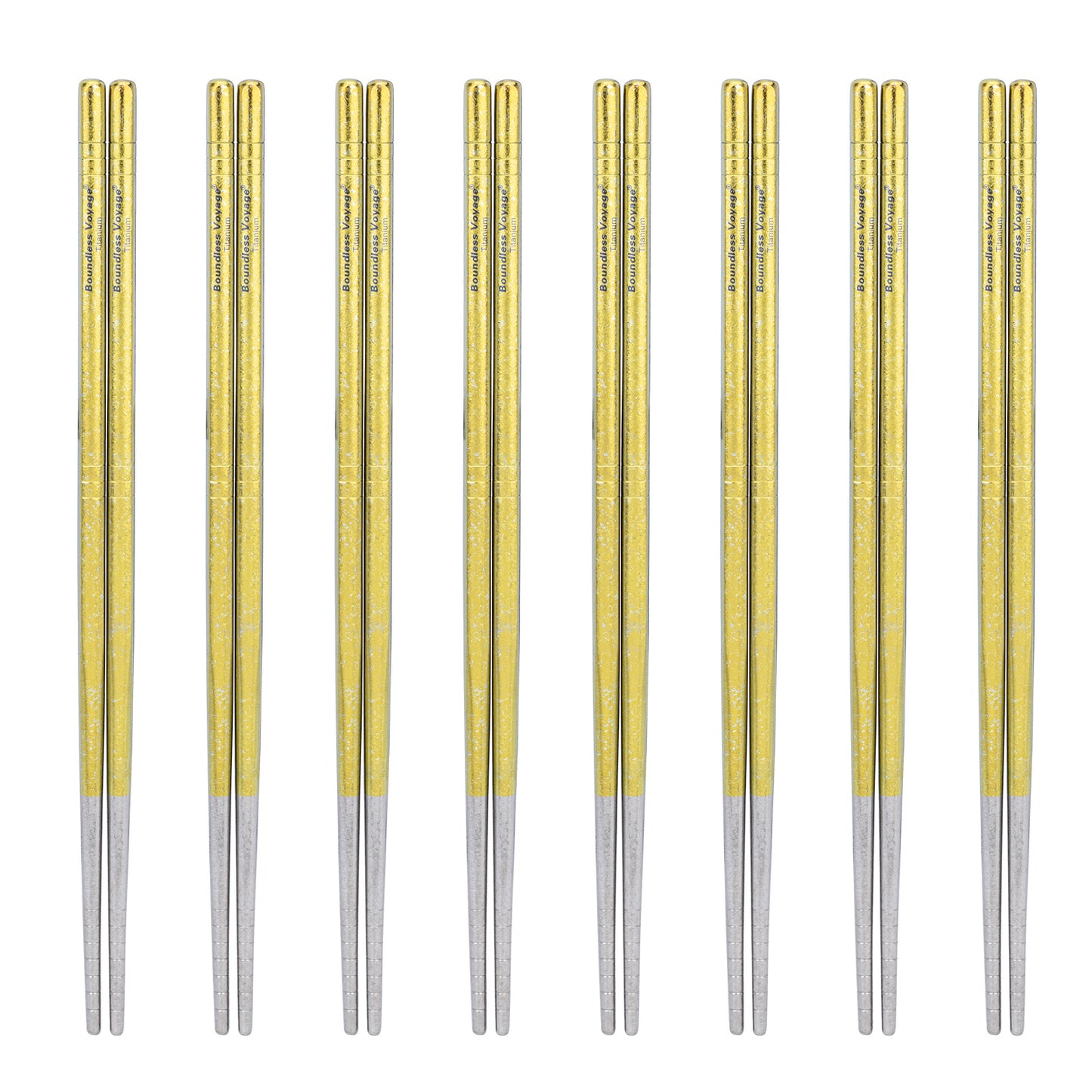 Boundless Voyage 8 Pairs Colorful Pure Titanium Chopsticks | Ultralight Non-Slip Reusable Tableware for Rice, Noodles, Tofu & Meatballs, Camping, Hiking & Daily Home Use Ti1006T