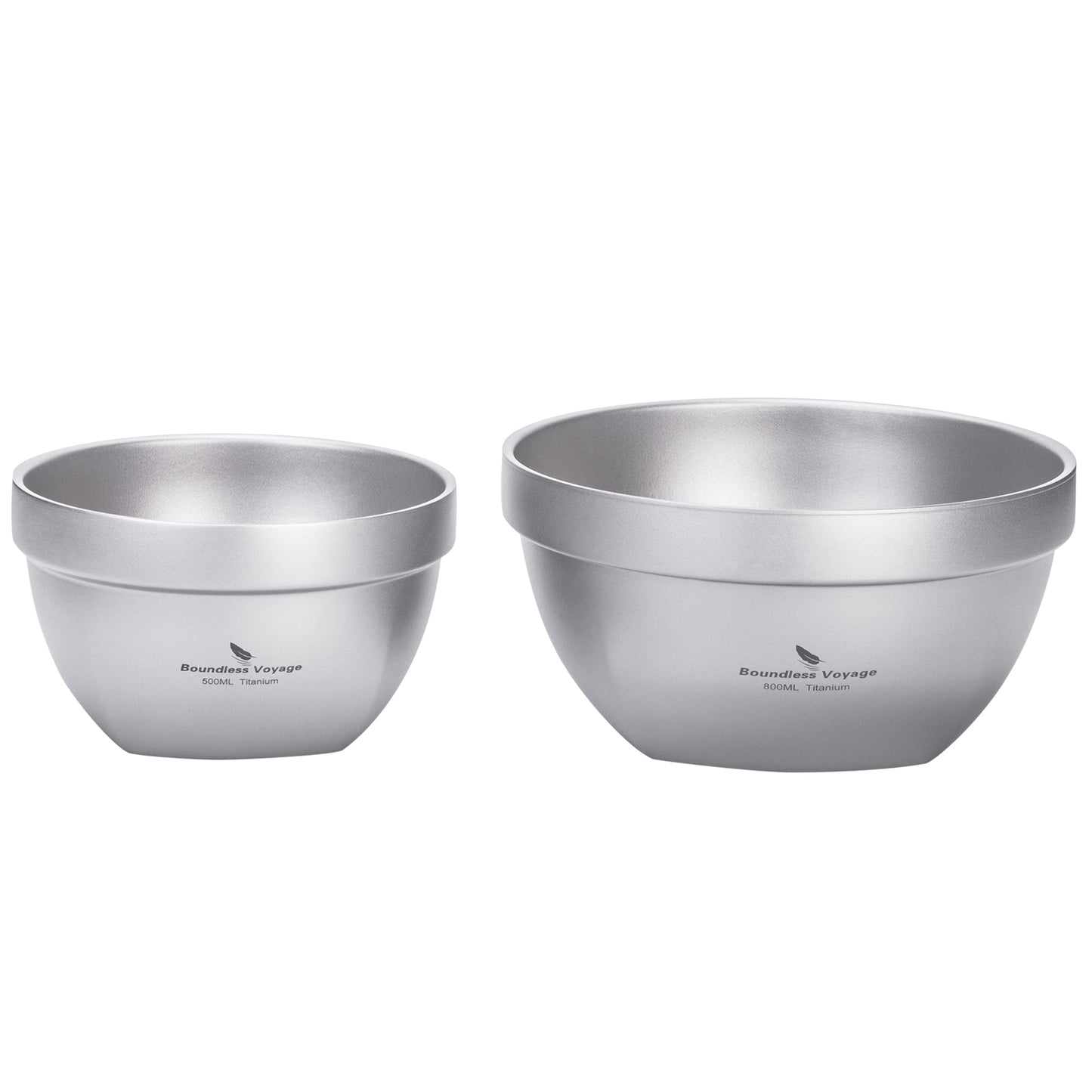 Boundless Voyage Sandblasted Double Walled Pure Titanium Bowl 500ml / 800ml | Ultralight Portable Metal Tableware for Oatmeal, Rice, Soup, Outdoor Camping & Daily Home Use Ti1161T-Ti1163T