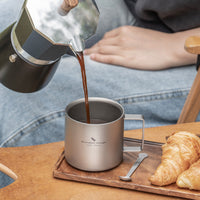 Boundless Voyage 220ml Double Wall Titanium Coffee Cup, Lightweight Portable Insulated Mug, Outdoor Camping Travel Tableware Ti3052D