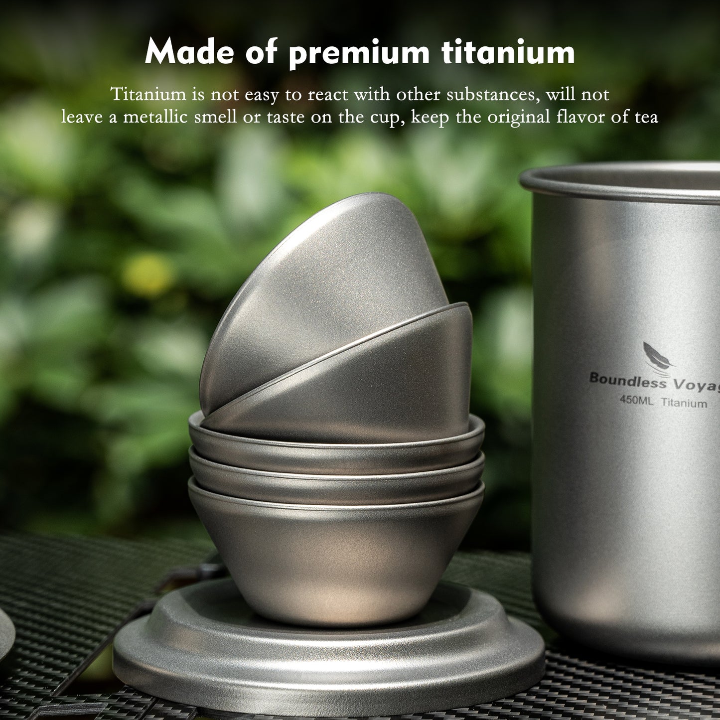 Boundless Voyage 30ml Titanium Double-Wall Tea Cup, Stackable Mini Cup for Tea Sake Camping Ti3083D