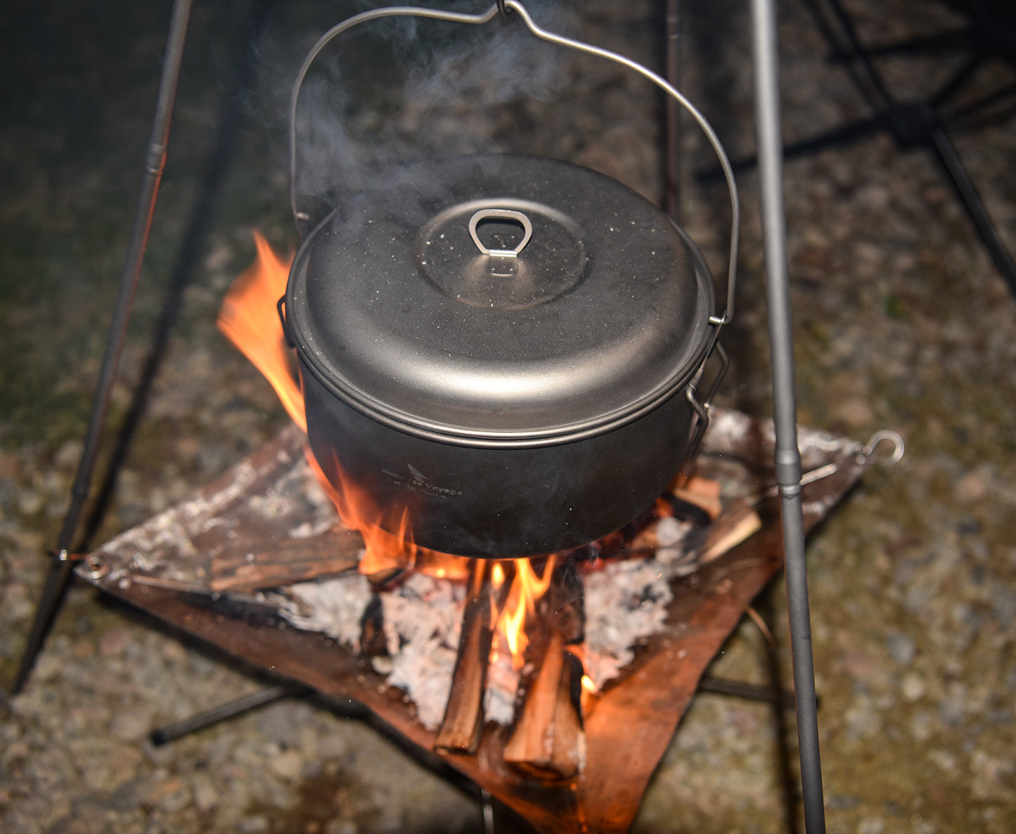 Boundless Voyage Titanium Food Steamer Pan & Stock Soup Pot, Portable Hanging Hot Pot Kitchenware for Outdoor Camping Picnic Travel Household Cooking Ti2112C- Ti2114C