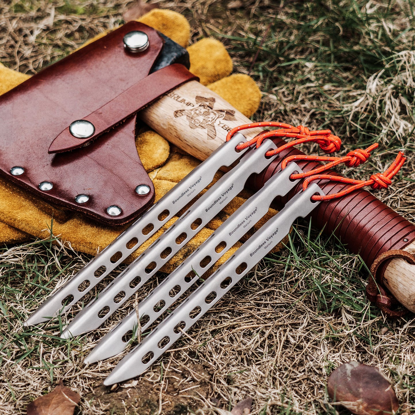 Boundless Voyage 16.5cm  V-Shape Pure Titanium Tent Stakes | Ultralight Heavy Duty Ground Pegs, Outdoor Camping Accessories, 6Pcs / 8Pcs / 12Pcs Optional Sets Ti4008P