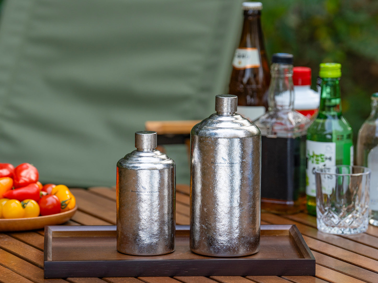 Boundless Voyage Pure Titanium Wine Flask 500ml/1000ml Whiskey Bottle Leakproof Portable Liquor Spirit Flask for Outdoor & Travel, Camping, Hiking for Men, Coating Free, Narrow-Mouth Ti3268D-Ti3269D