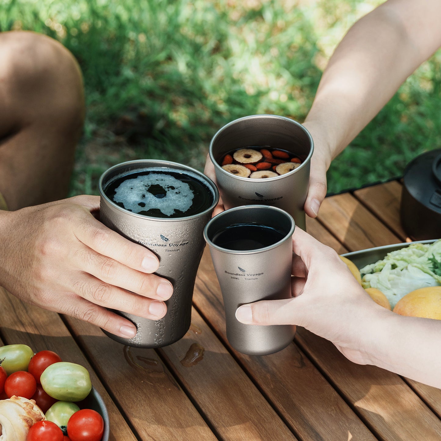 Boundless Voyage 240ml/380ml/600ml Pure Titanium Beer Mug | Ultralight Coffee & Juice Tea Cup for Outdoor Camping & Picnic Ti3231D-Ti3234D