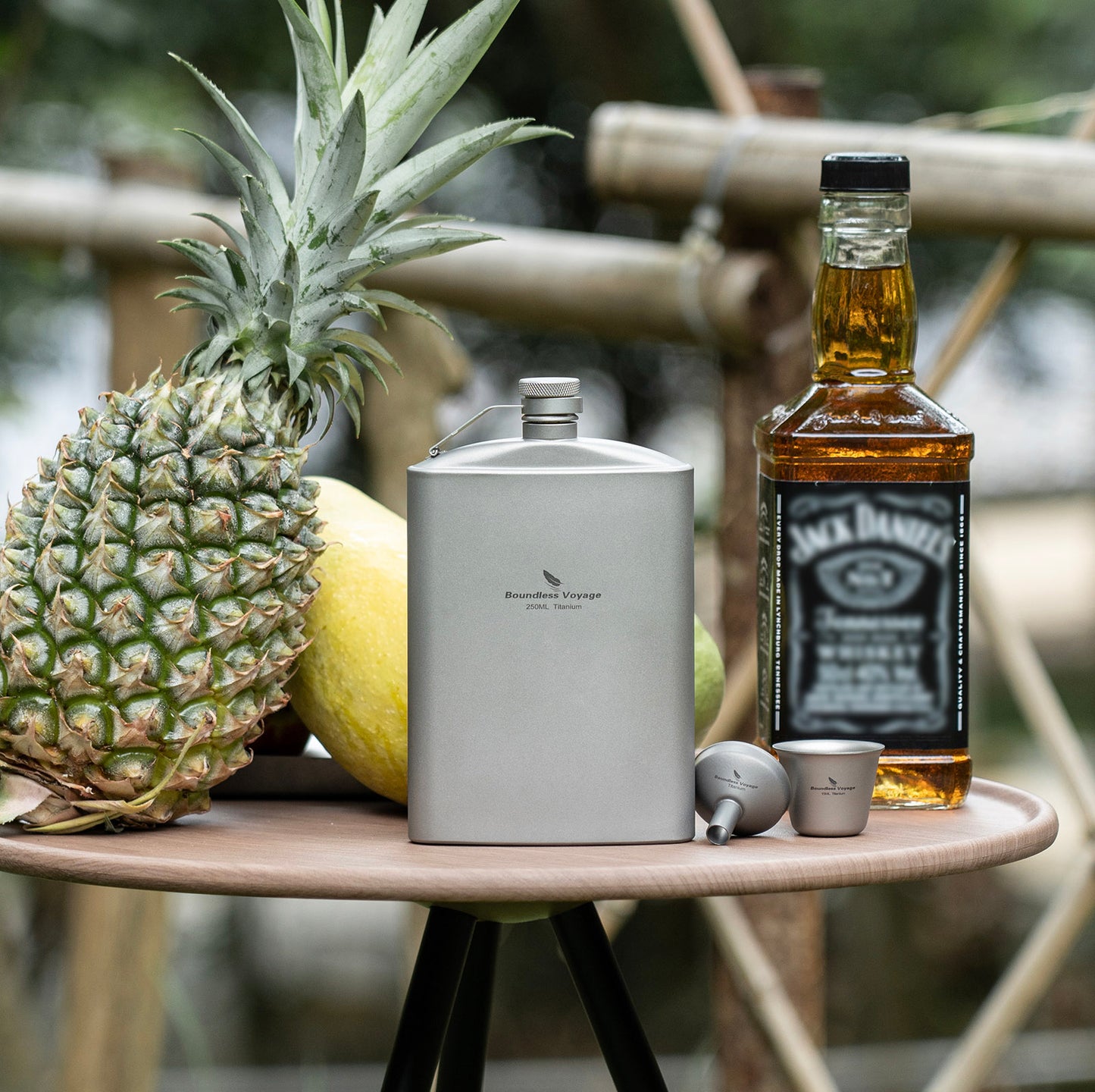 Boundless Voyage Titanium Ultralight Hip Flask 250ml Portable Wine Bottle with Funnel Camping Picnic Pocket Whiskey Alcohol Drinkware Accessories Ti3063D-Ti3064D