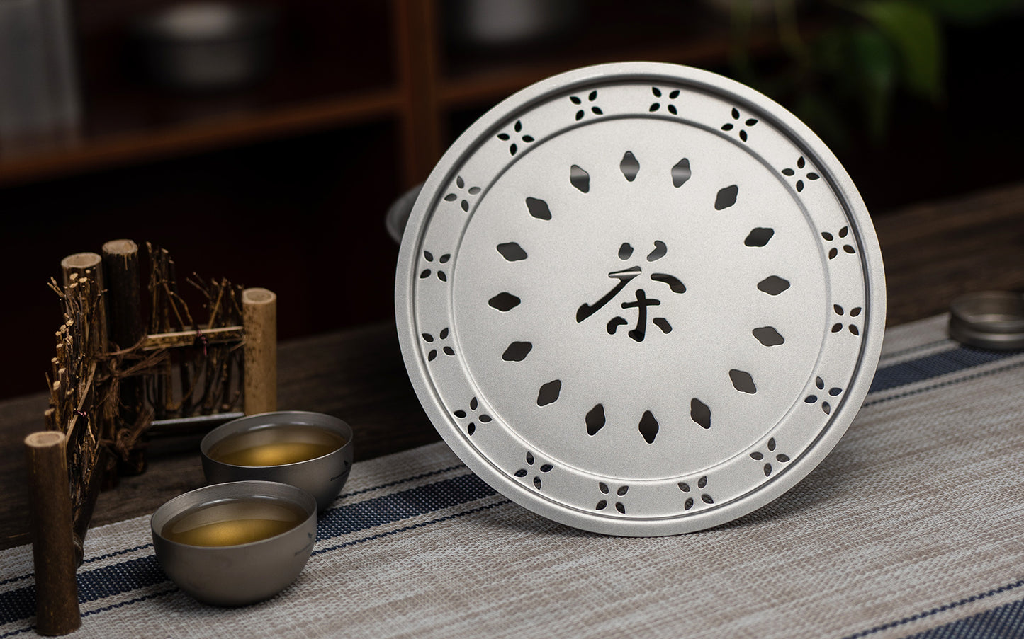 Boundless Voyage Titanium Portable Kung Fu Tea Tray, Portable Tea Saucer Compact Tea Board for Travel Camping Car Trip Ti3213D