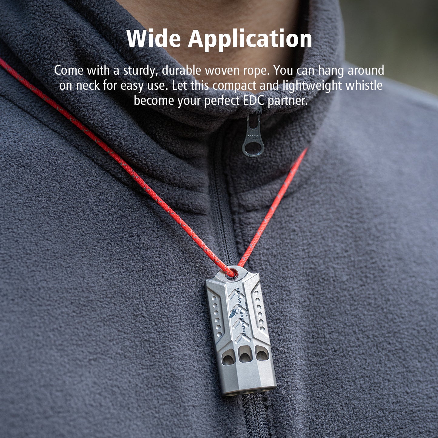 Boundless Voyage Titanium Whistle Emergency Survival Safety Whistles with Lanyard Loud for Outdoor Camping Hiking Coaches Training Sports Keychain Whistle Ti9022O