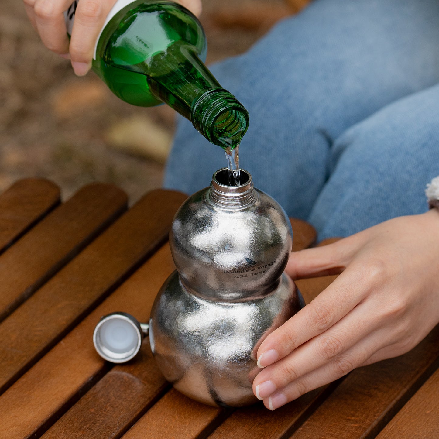 Boundless Voyage Titanium Crystallized Gourd Bottle 500ml Whiskey Alcohol Drink ware for Outdoor Camping Hiking Ti3270D