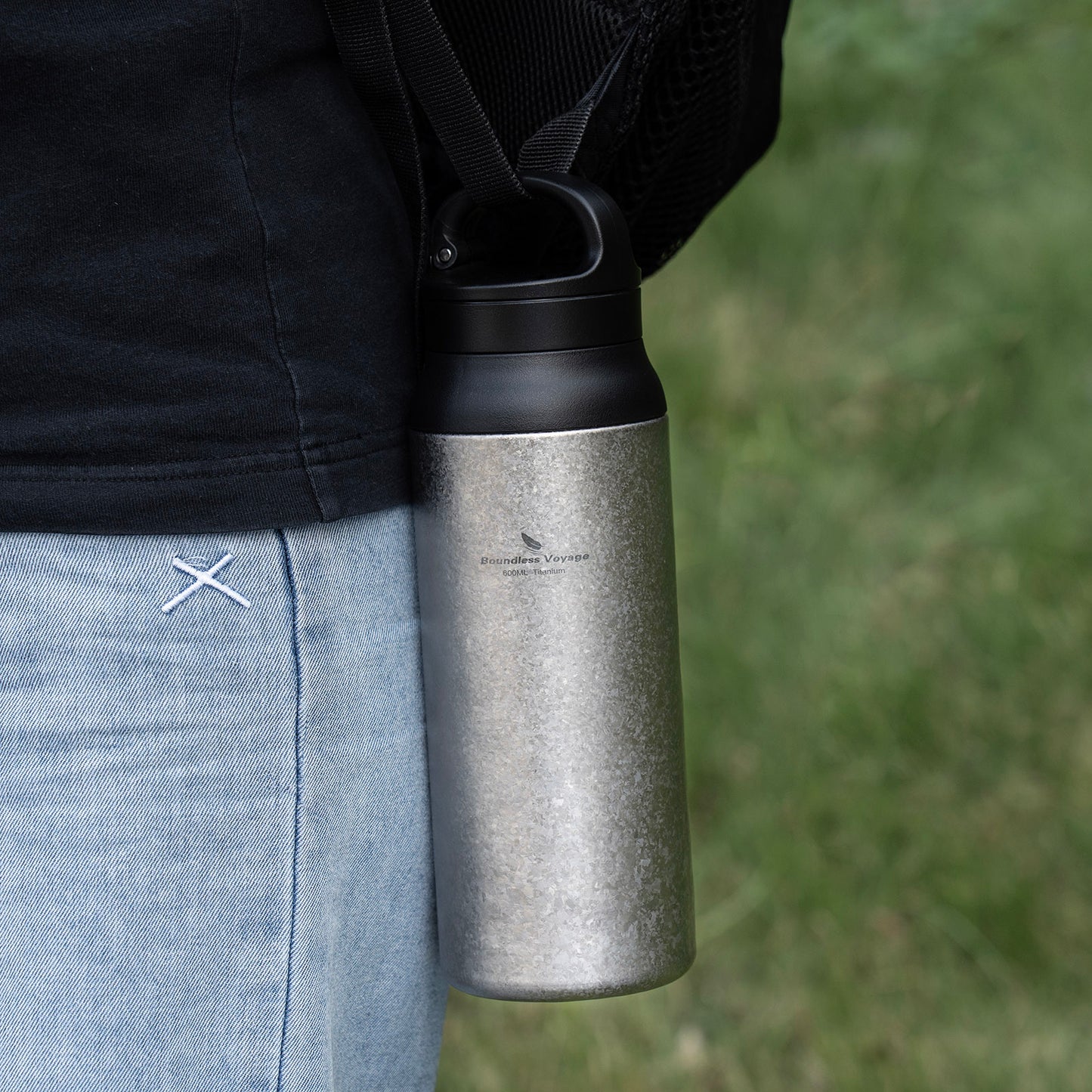 Boundless Voyage Titanium Double-Walled Cup Insulated Bottle 600ml Portable Reusable Travel Coffee Tea Mug for Hot and Cold Beverages Ti3010D