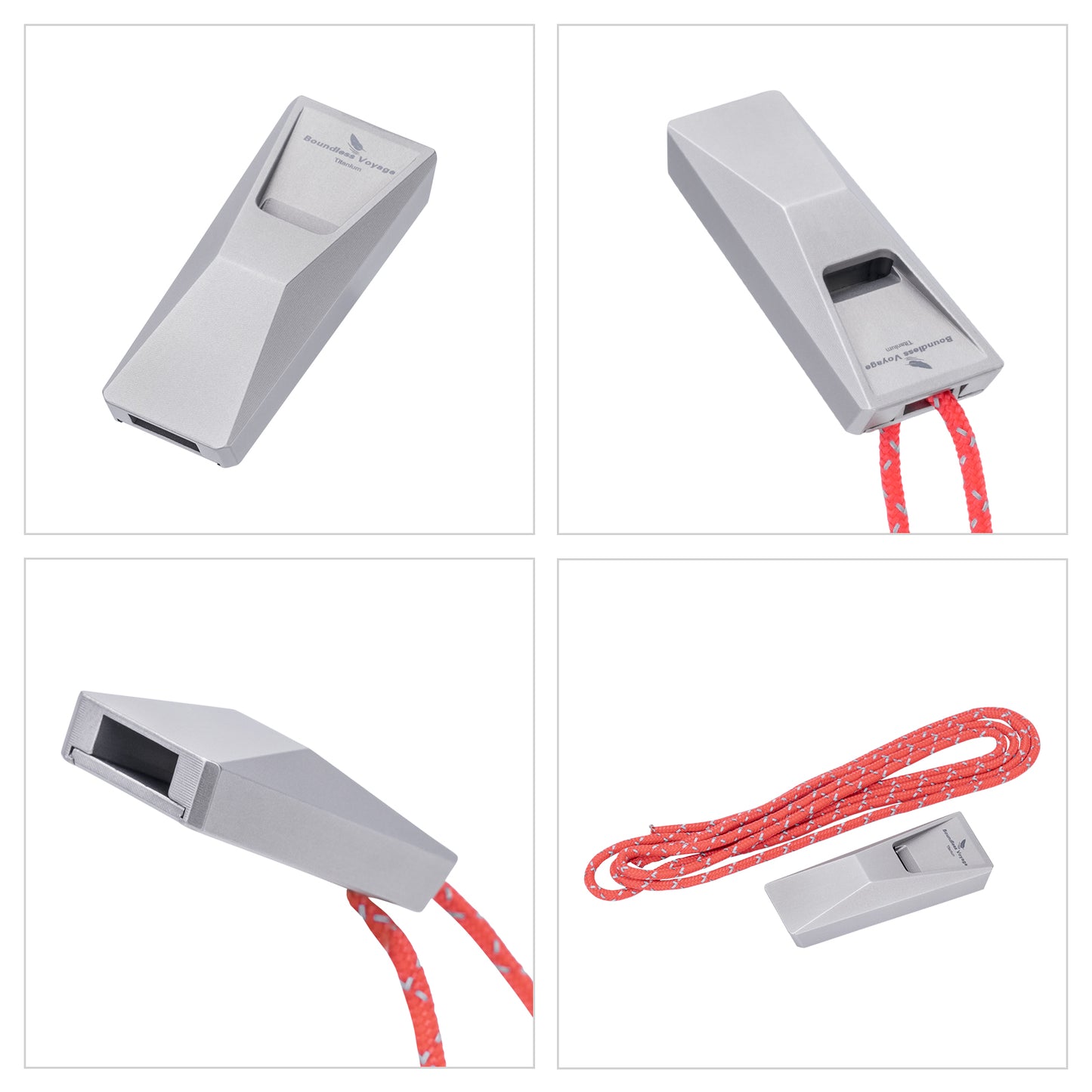 Boundless Voyage Titanium Whistle Emergency Survival Safety Whistles with Lanyard Loud for Outdoor Camping Hiking Coaches Training Sports Keychain Whistle Ti9023O