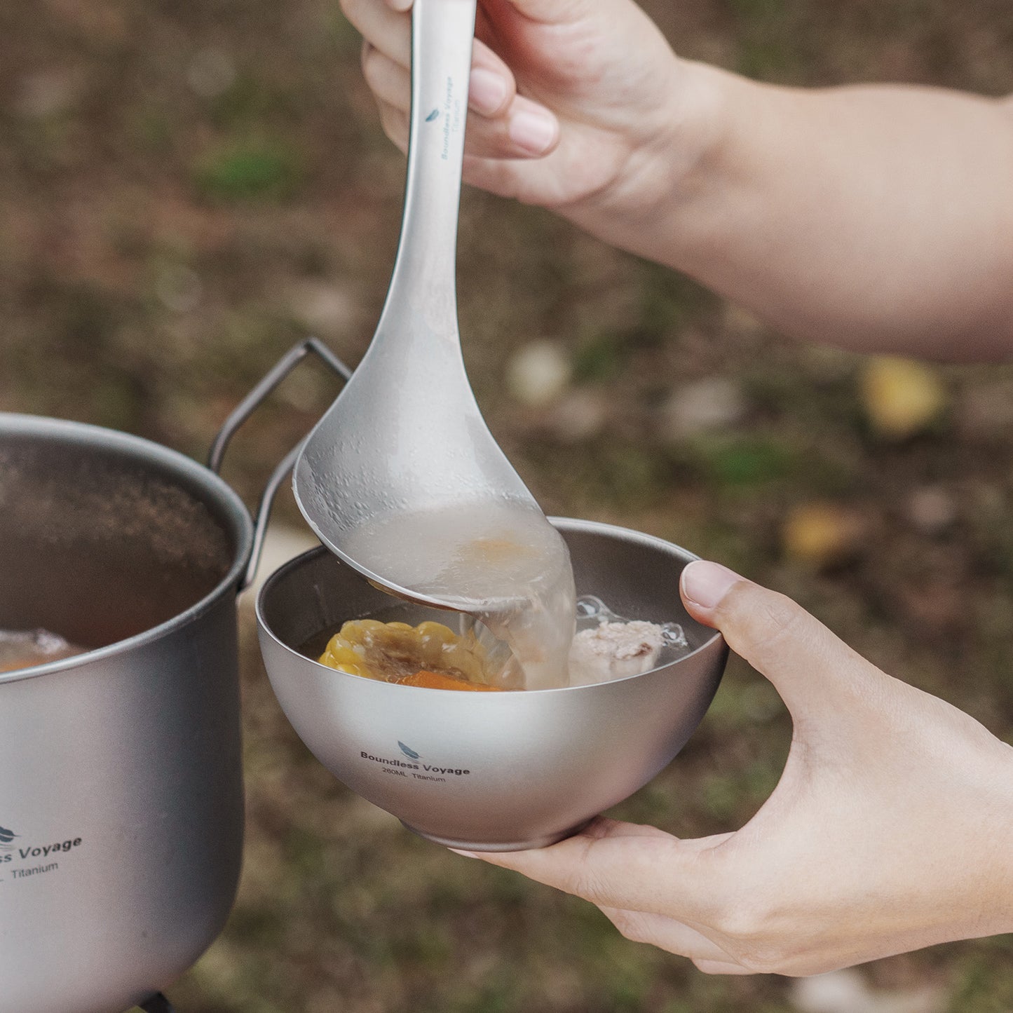 Boundless Voyage 260ml Titanium Double-Wall Bowl, Ultralight Anti-Scald Camping Bowl for Hiking Outdoor Home Ti1081T