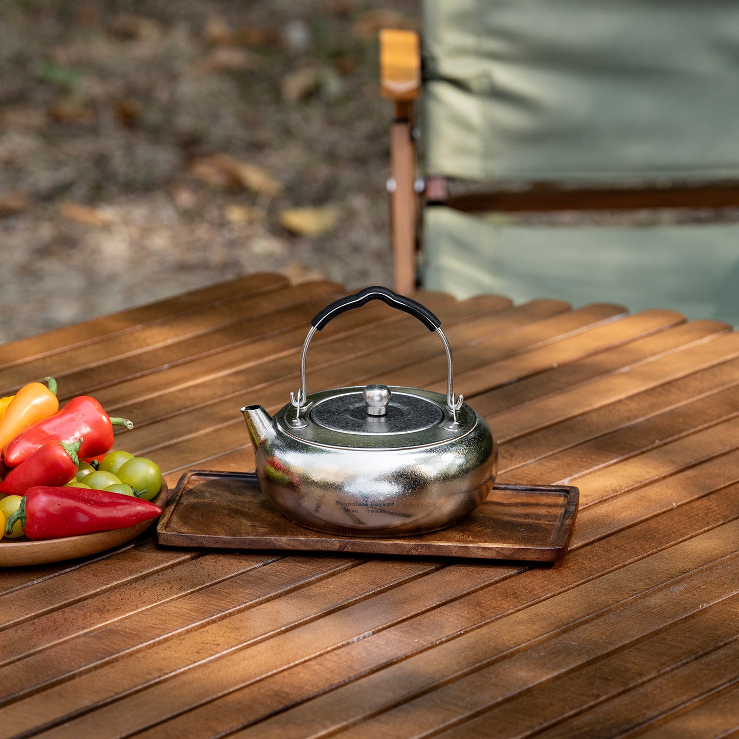 Boundless Voyage 600ml Compact Pure Titanium Camping Kettle | Durable Lightweight Teapot with Foldable Handle & Built-In Filter for Backpacking, Hiking, Coffee and Tea Ti3105D