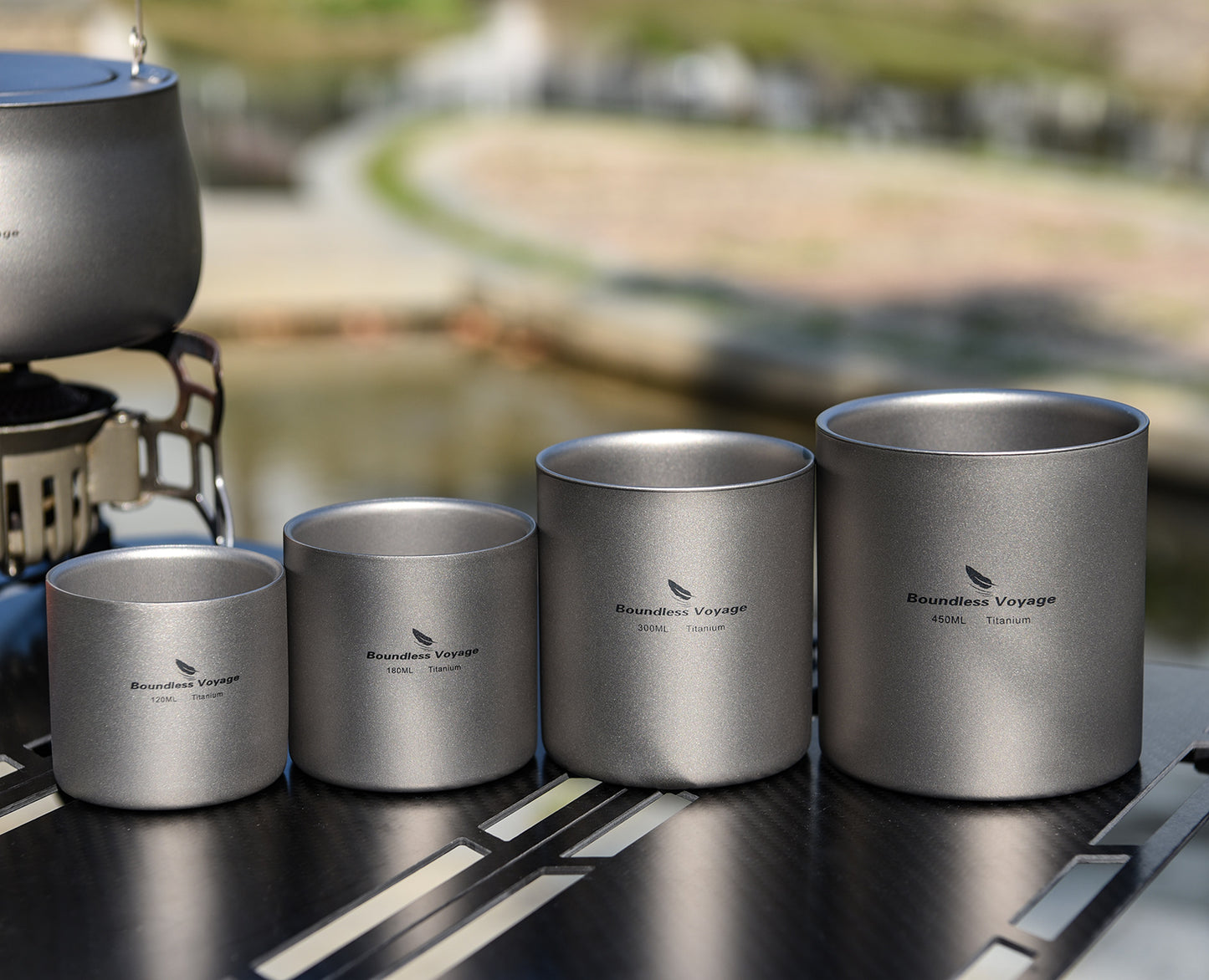 Boundless Voyage Pure Titanium Double-Walled Cup | 120ml/180ml/300ml/450ml Ultralight Anti-Scald Insulated Coffee Mug, Non-Toxic Travel Cup for Camping, Hiking, Home & Office Ti3027D-Ti3032D