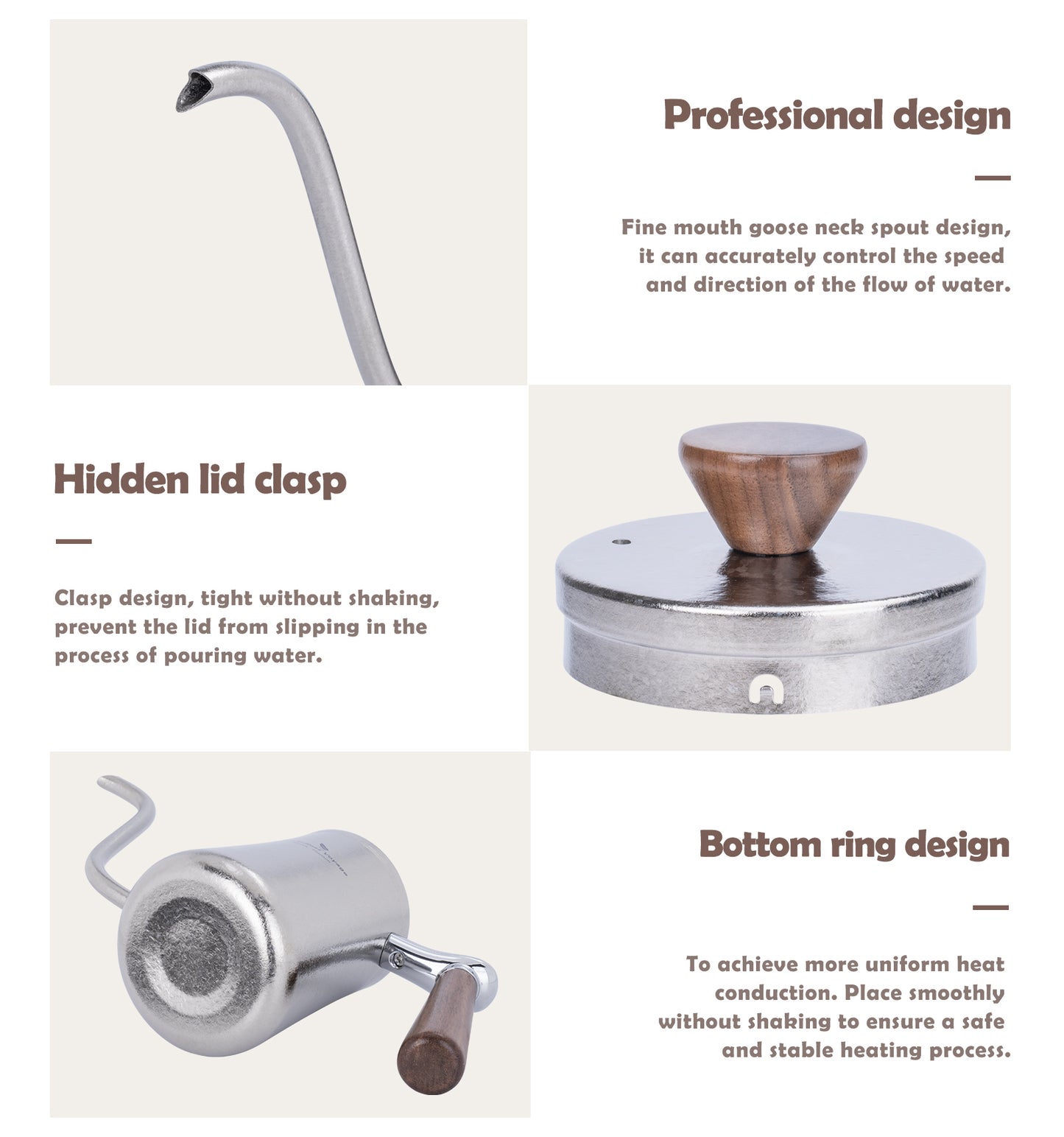 Boundless Voyage 300ml Titanium Pour Over Coffee Kettle with Wood Handle, Precision Gooseneck Spout Mini Coffee Tea Pot, Ultralight Portable Brew Gear for Home Barista, Office, Camping & Hiking Travel Ti3091D