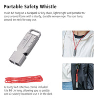 Boundless Voyage Titanium Dual Tube Survival Whistle, High Decibel Emergency Whistle, Lightweight & Durable Outdoor Safety Whistle for Camping Hiking Backpacking Ti9029O