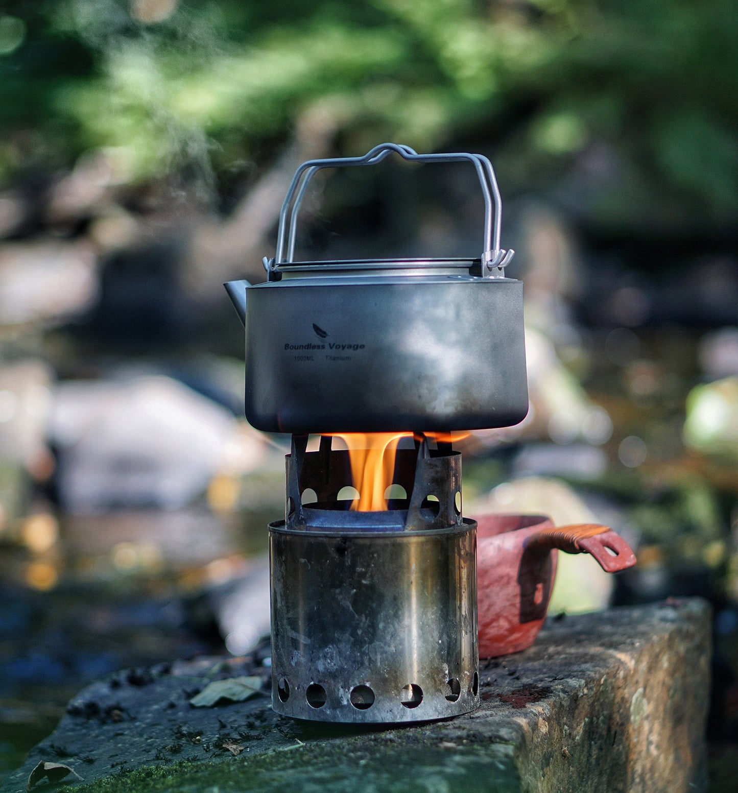 Boundless Voyage 1L Pure Titanium Camping Kettle | Ultralight Coffee Teapot with Foldable Handle & Tea Filter for Boiling Water, Coffee & Tea Ti3098D