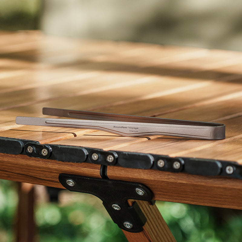 Boundless Voyage 10 in Titanium Kitchen Tongs Ultralight Grill BBQ Food Tongs Multipurpose Clips for Buffet Salad Steak Teacup Tweezers Grill Accessorie Ti1012T