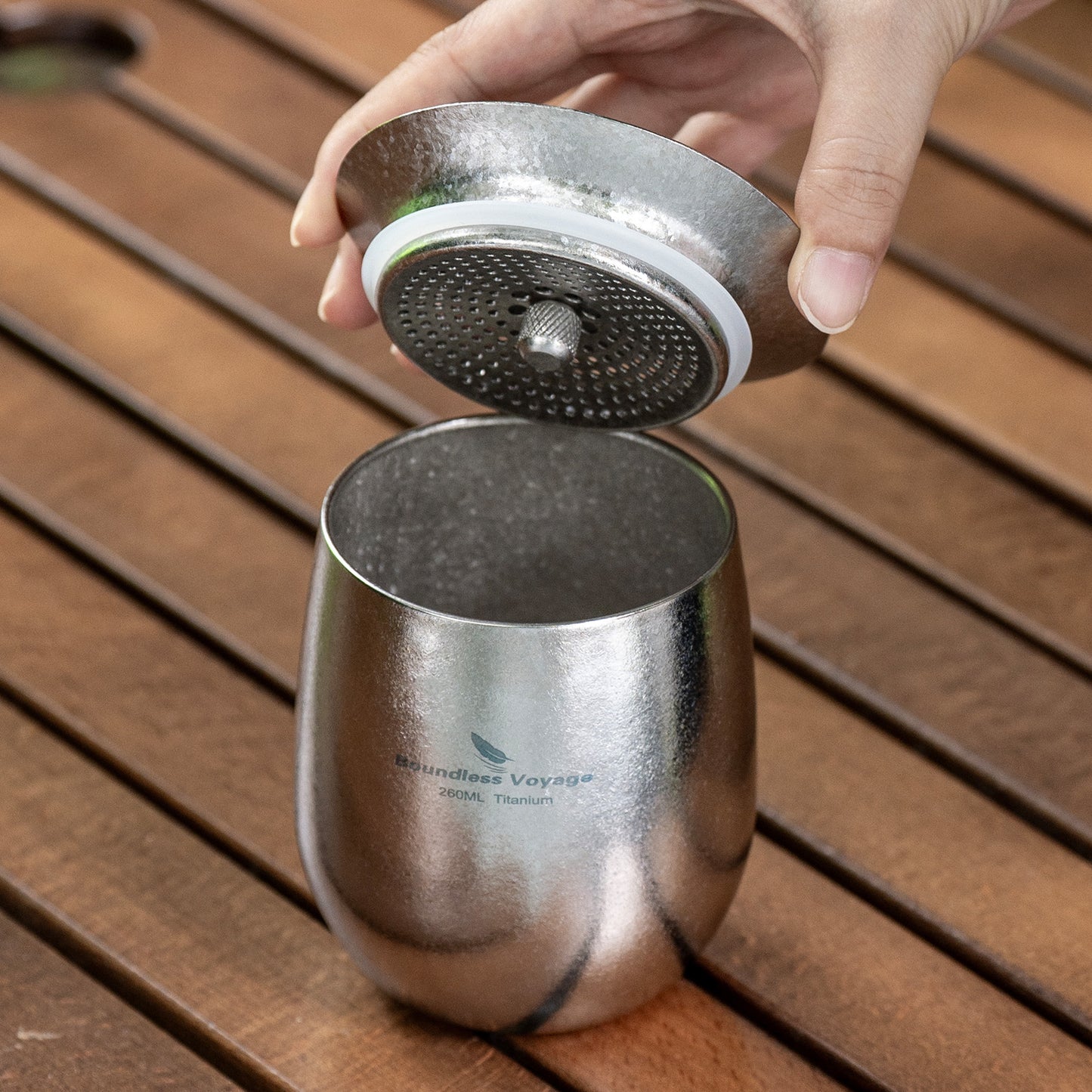 Boundless Voyage Titanium Double-Wall Egg-Shaped Cup 260ml Tea Coffee Mug for Camping Travel Home Ti3084D/Ti3084A
