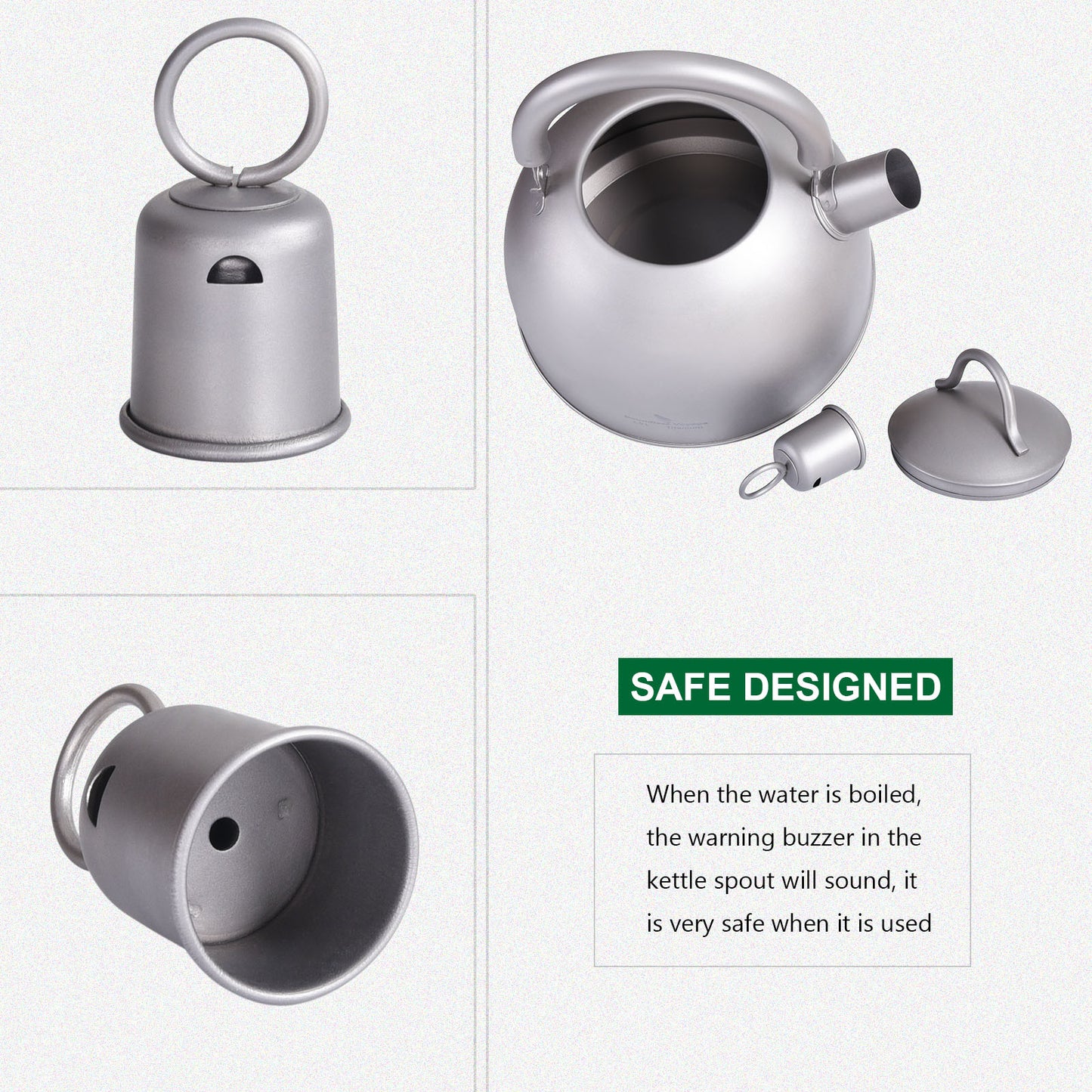 Boundless Voyage 2L Titanium Tea Kettle with Whistle, Stovetop Camping Kettle for Hiking Outdoor Home Kitchen Ti3097D