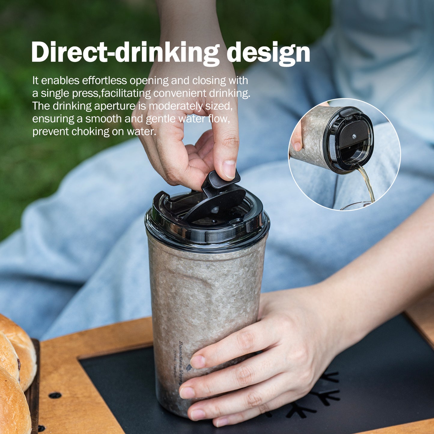 Boundless Voyage Titanium Insulated Drinking Cup Double Wall Vacuum Travel Coffee Tea Water Mug Ti3235D