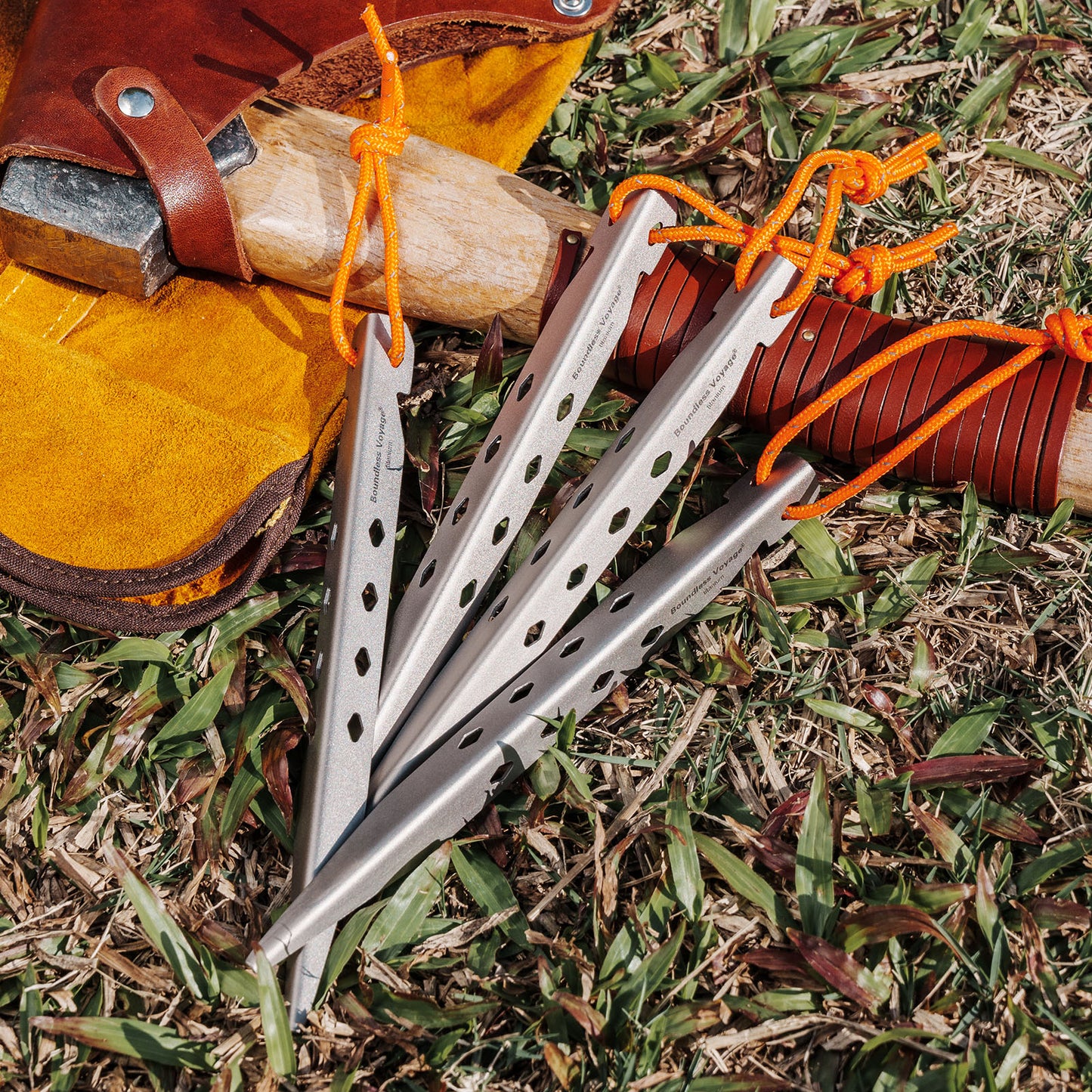 Boundless Voyage 16.5cm V-Shape Pure Titanium Tent Stakes | Ultralight Heavy Duty Ground Pegs, Outdoor Camping Accessories, 6Pcs & 8Pcs Optional Packs Ti4007P