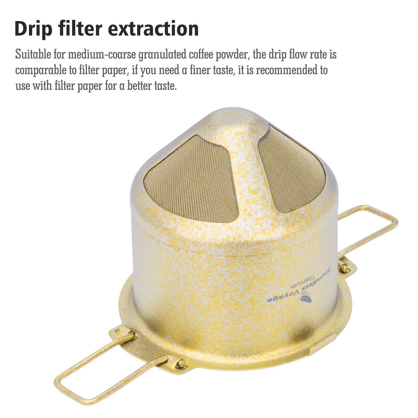 Boundless Voyage Titanium Folding Coffee Drip Filter, Ultralight Portable Hanging Ear Hand Brew Filter for Camping Travel Home, Ti6002P