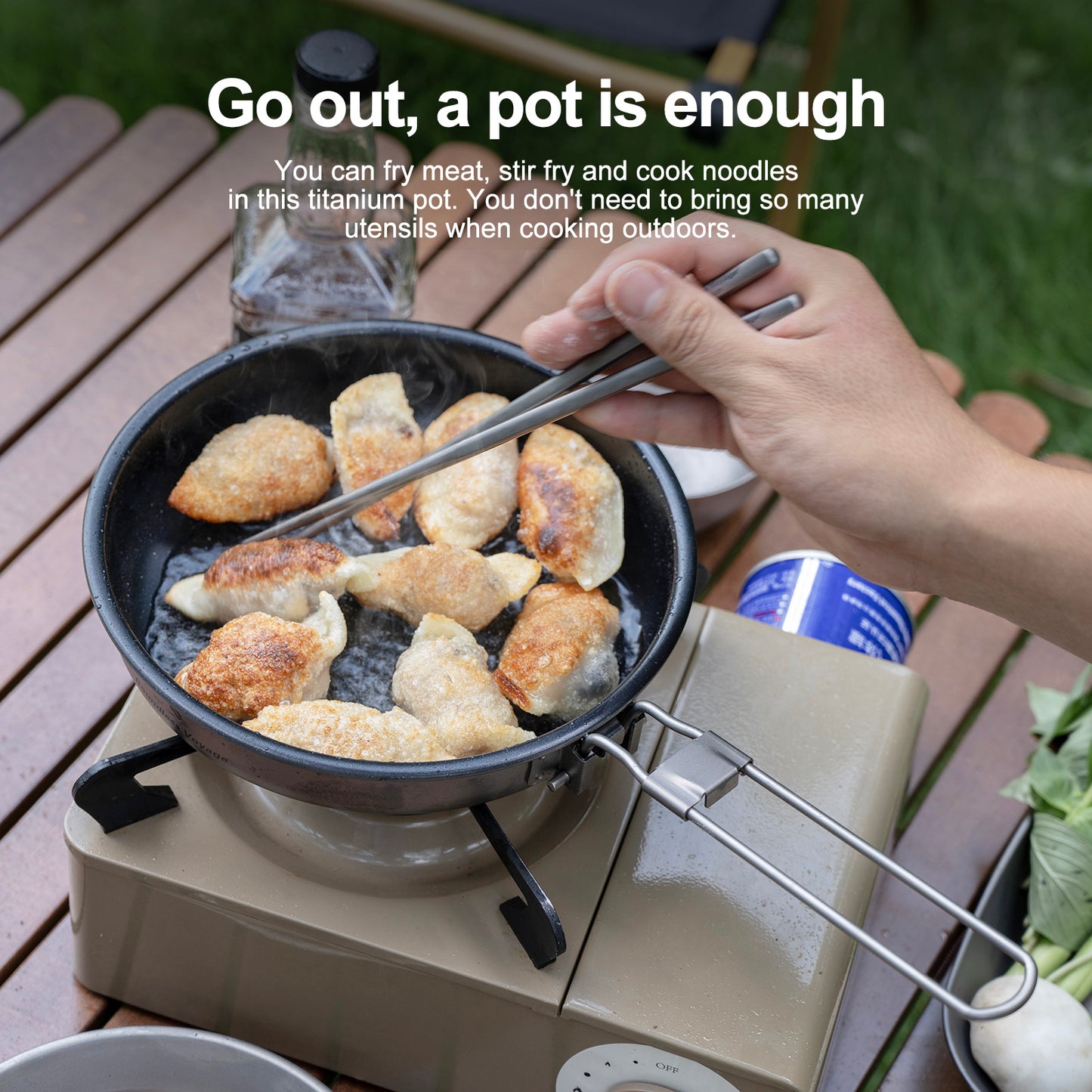 Boundless Voyage Pure Titanium Non-Stick Frying Pan with Foldable Handle, Ultralight Camping Skillet , Portable Outdoor Cookware for Backpacking, Picnic Ti2069C/Ti2070C