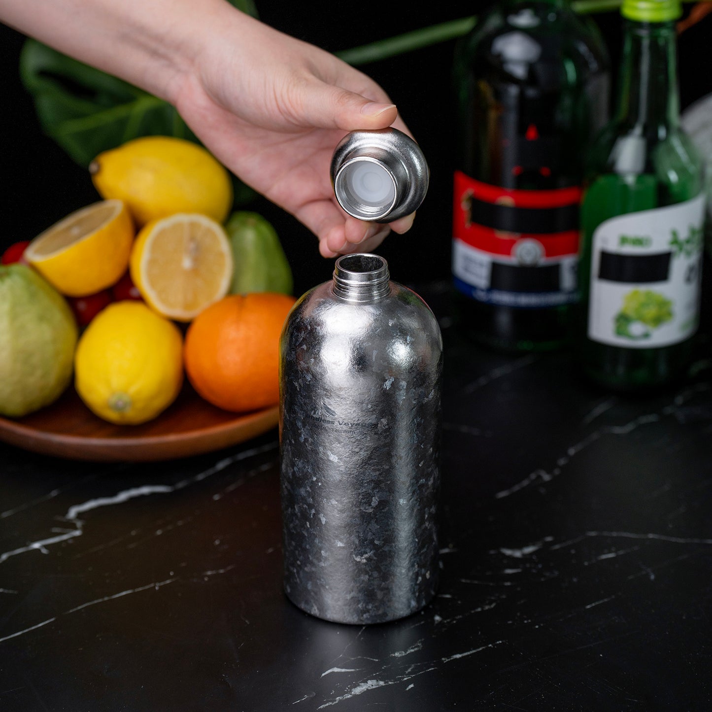 Boundless Voyage 500ml Coating-Free Titanium Flask bottle, Leakproof Narrow Mouth Portable Liquor Bottle for Travel Camping Hiking Ti3268A