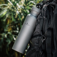Boundless Voyage Titanium Sport Bottle 800ml with Leakproof Lid & Hook Camping Cycling Drinking Wide Mouth Single Layer Bottle Outdoor Travel Water Flask Pot Ultra-light 172g Ti3003D