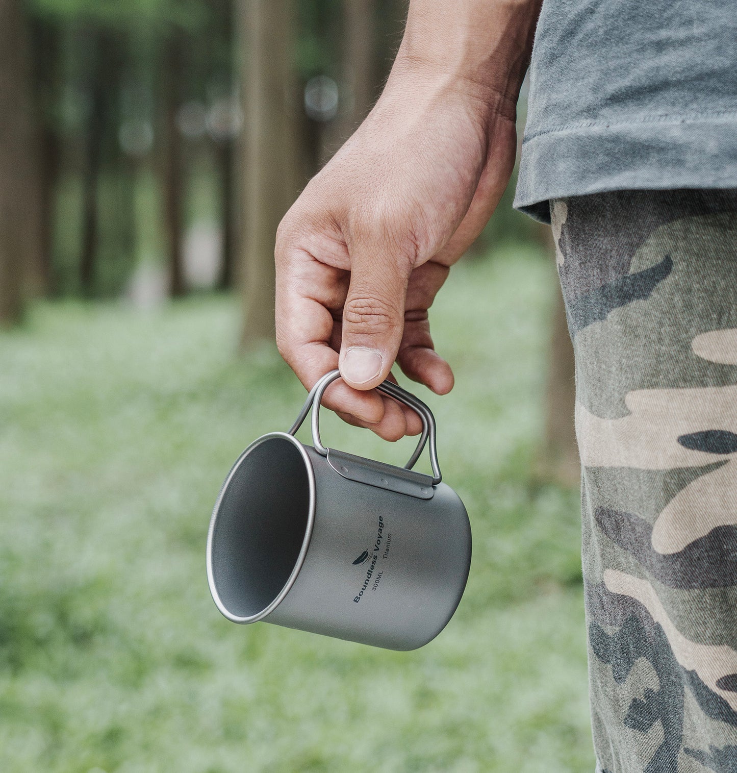 Boundless Voyage 200ml Single Wall Titanium Cup with Lid | Ultralight Portable Camping Mug for Tea Coffee EDC Hiking Ti3033D