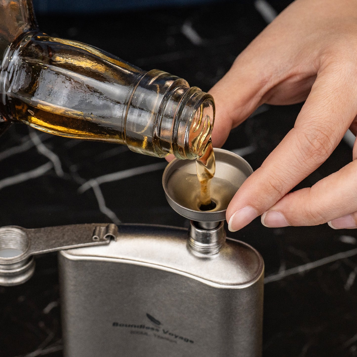 Boundless Voyage Titanium Funnel for Kitchen Bar Camping Lightweight Portable Durable No-Spill Metal Refilling Tool for Liquids, Oil, Wine, Soy Sauce & Spices, Dishwasher Safe Ti3070D