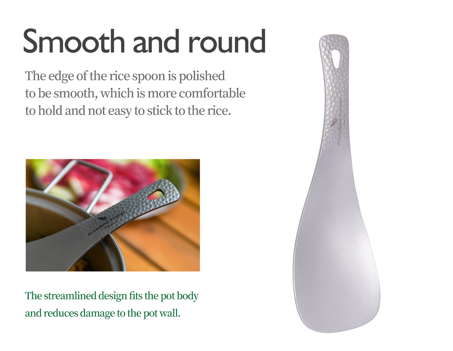 Boundless Voyage Titanium Rice Ladle Outdoor Camping Household Rice Meal Shovel Scoop Spoon Thickened Ti1079T