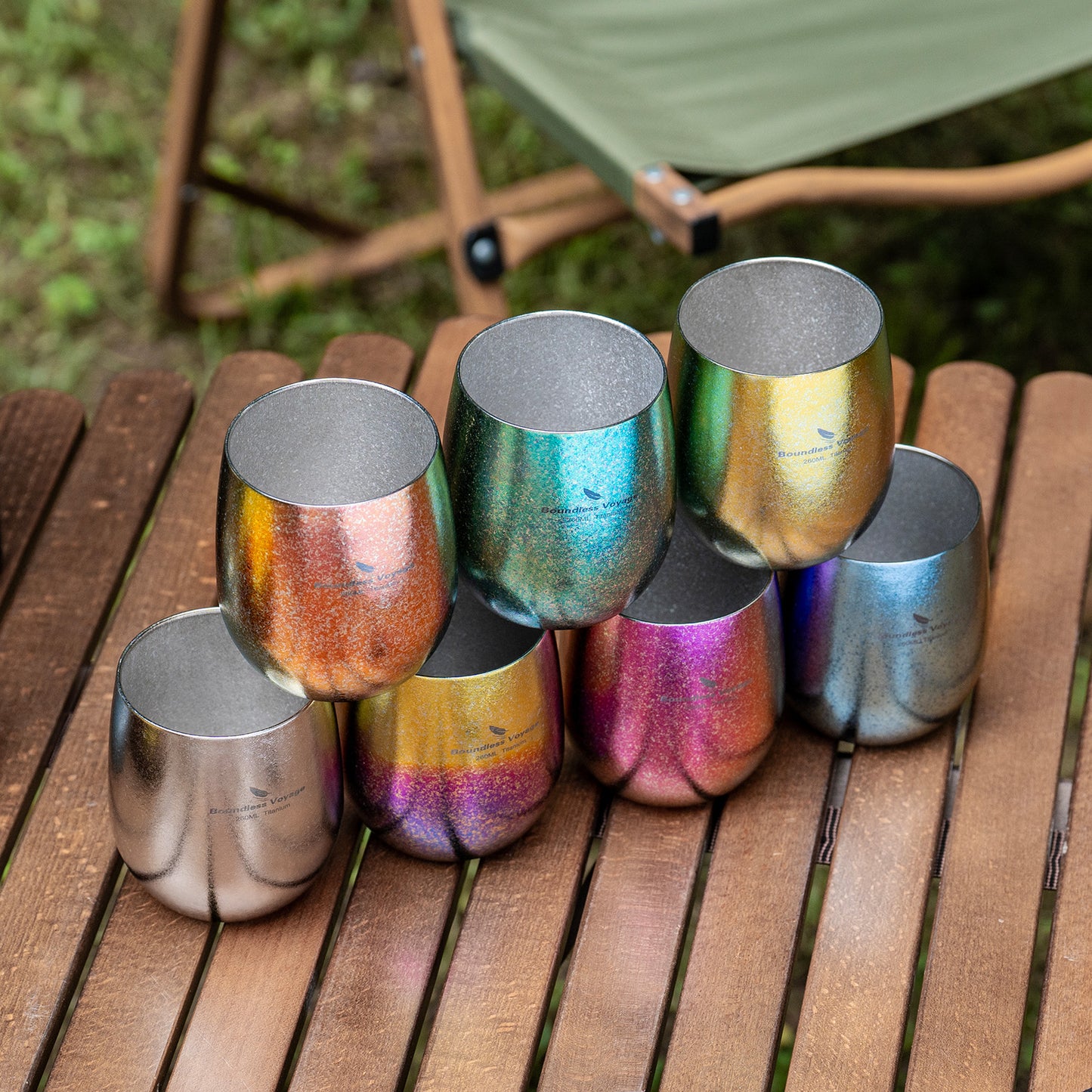 Boundless Voyage 260ML Titanium Double-Walled Egg Shaped Cup, Ice Crystal High-Temp Crystalline Texture Insulated Tea Coffee Mug, Ultralight Portable Drinkware for Camping, Travel & Daily Home Use Ti3084D