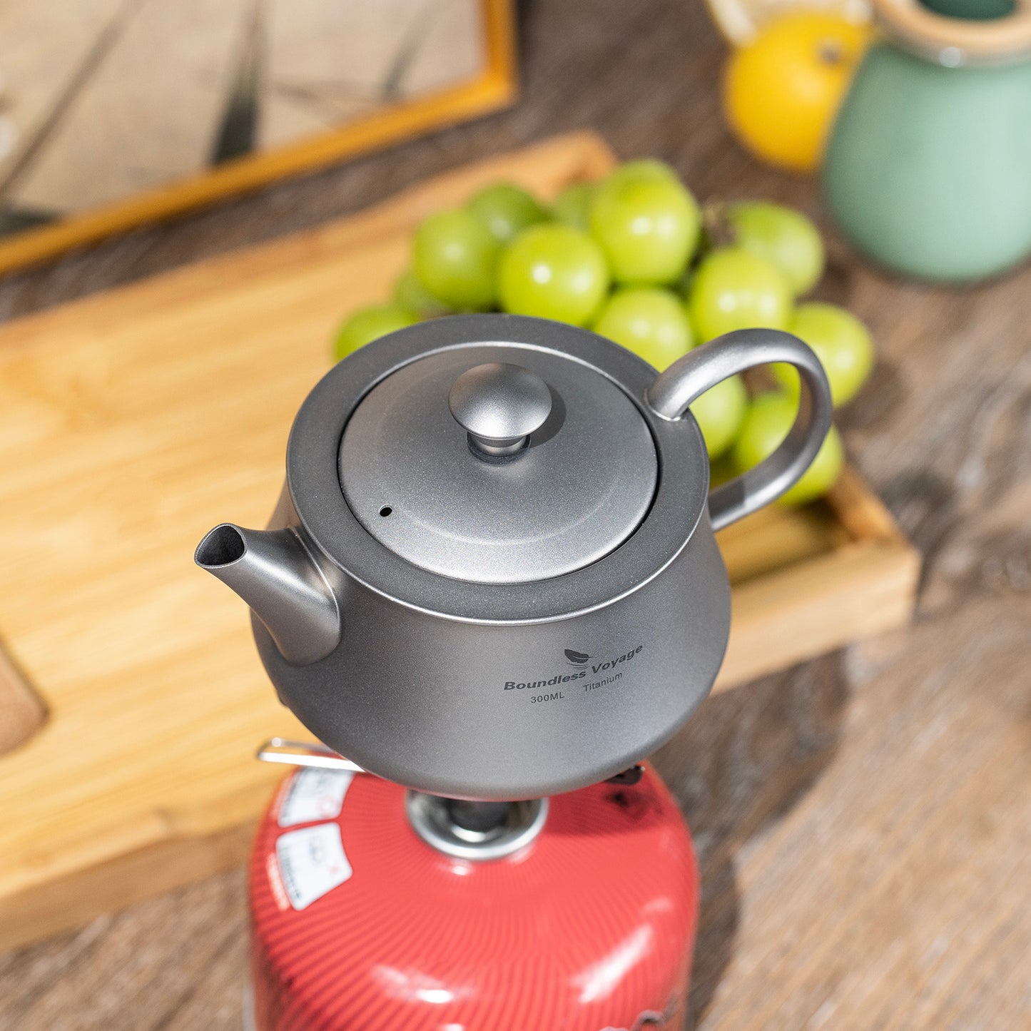 Boundless Voyage 300ml Titanium Teapot, Ultralight Portable Reusable Travel Water Pot, Compact Drinkware for Home Office, Outdoor Camping, Hiking & Picnic Ti3118D/Ti3119D