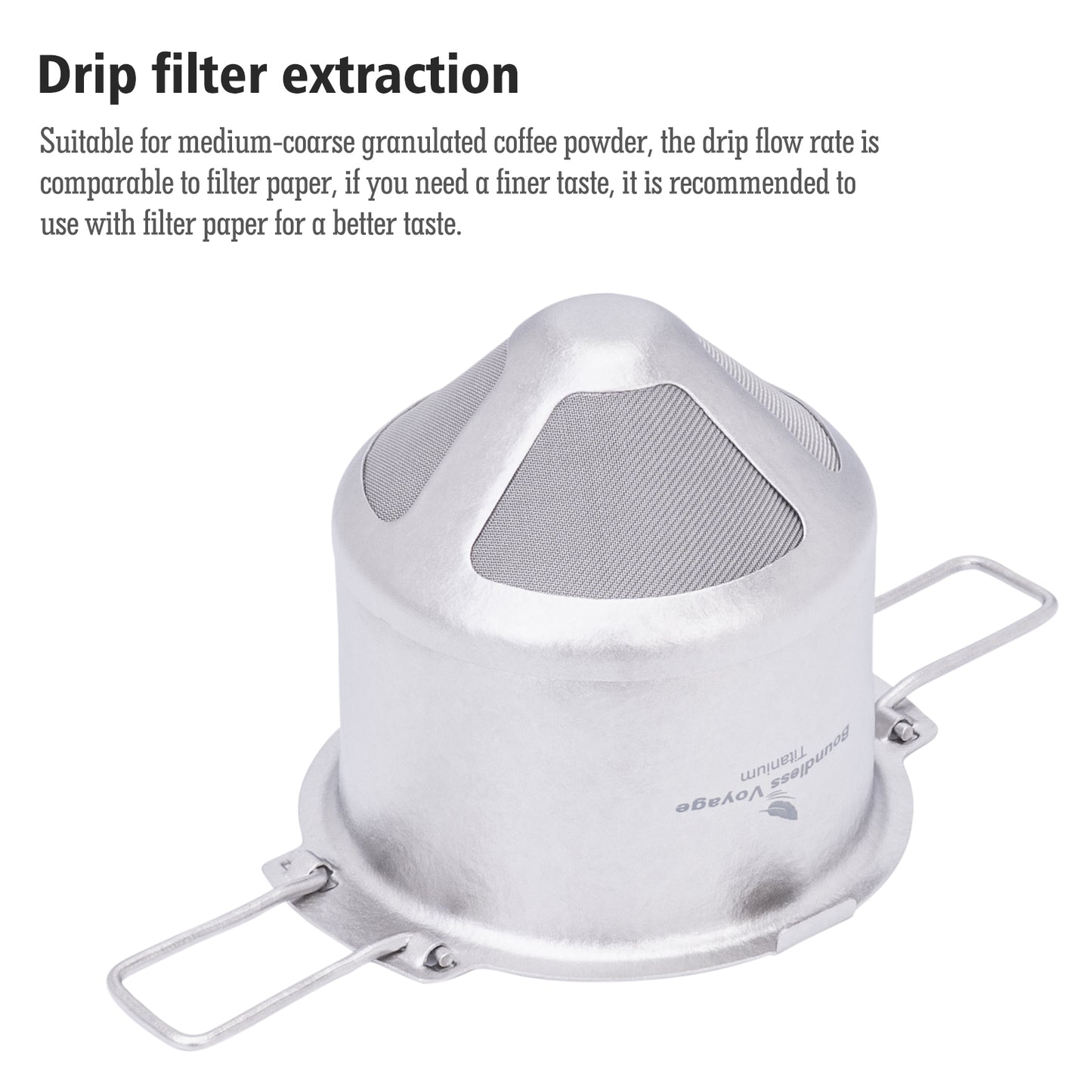 Boundless Voyage Titanium Folding Coffee Drip Filter, Ultralight Portable Hanging Ear Hand Brew Filter for Camping Travel Home, Ti6002P