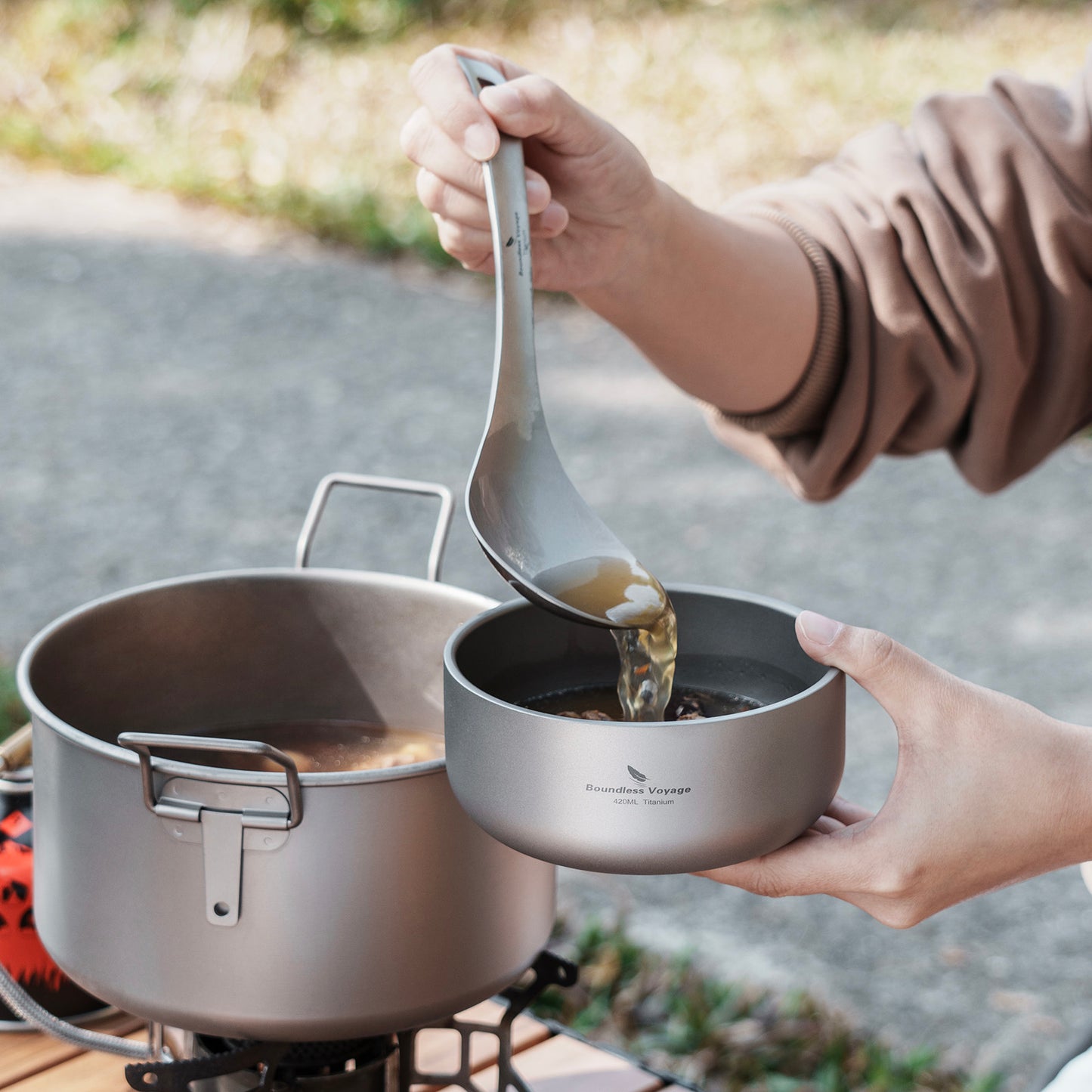 Boundless Voyage Sandblasted Double Walled Pure Titanium Bowl 200ml / 420ml | Ultralight Portable Metal Tableware for Oatmeal, Rice, Soup, Outdoor Camping & Daily Home Use Ti1083T/Ti1084T