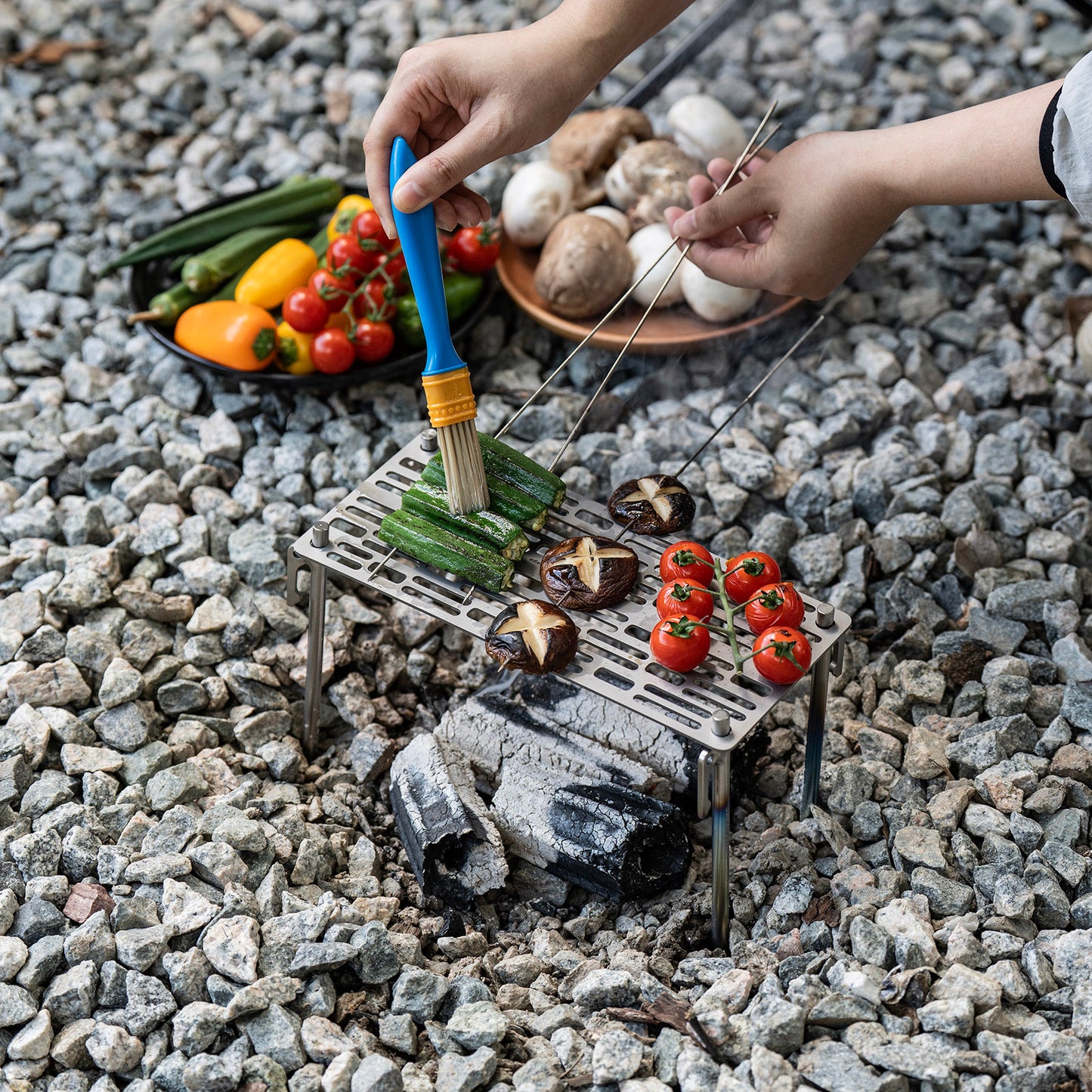 Boundless Voyage Mini Titanium Camping BBQ Grill with Storage Carry Bag, Ultralight Portable Gridiron for Charcoal Barbecue, Backpacking & Outdoor Travel Ti2023C