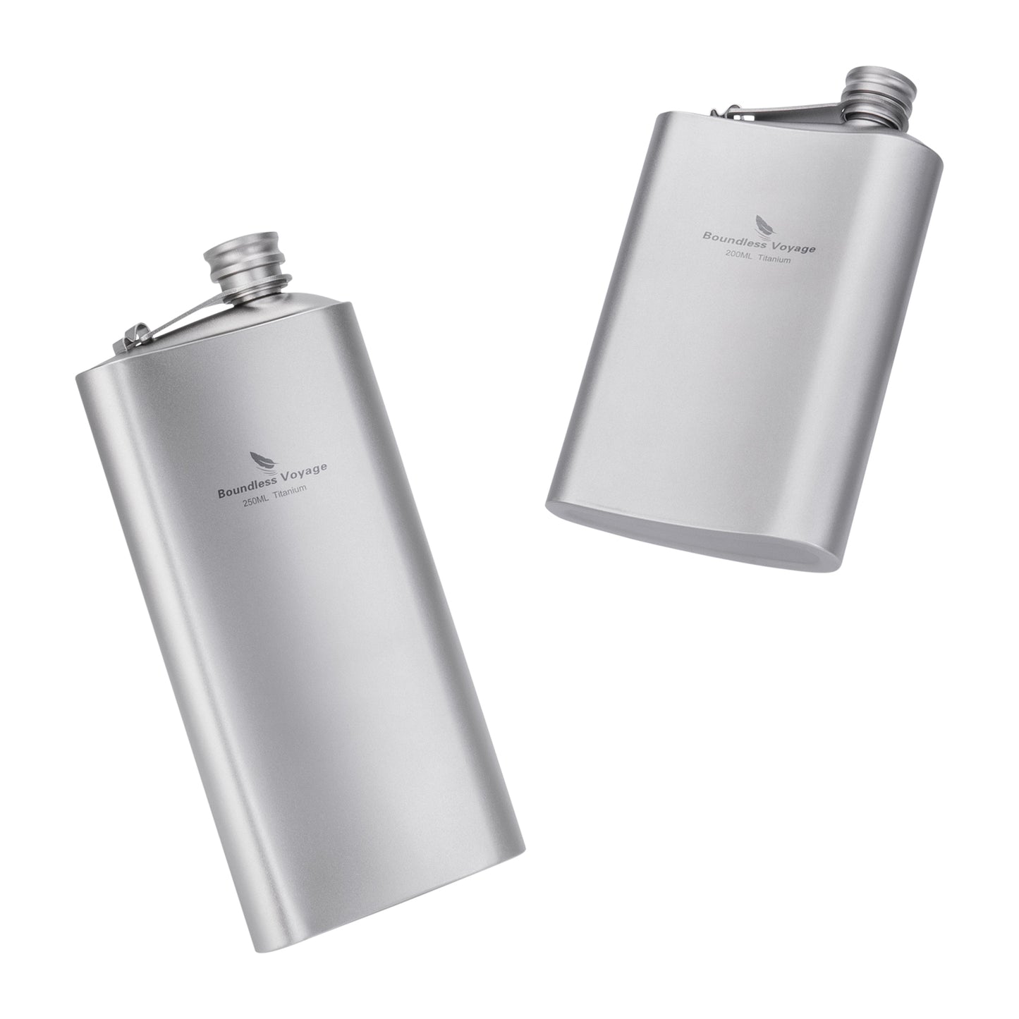 Boundless Voyage Titanium Flask 200ml/250ml Ultralight & Durable Camping Essential - Flavor-Resistant Flask Bottle for Whiskey Vodka Wine Outdoor Travel Equipment Ti3261D/Ti3074D