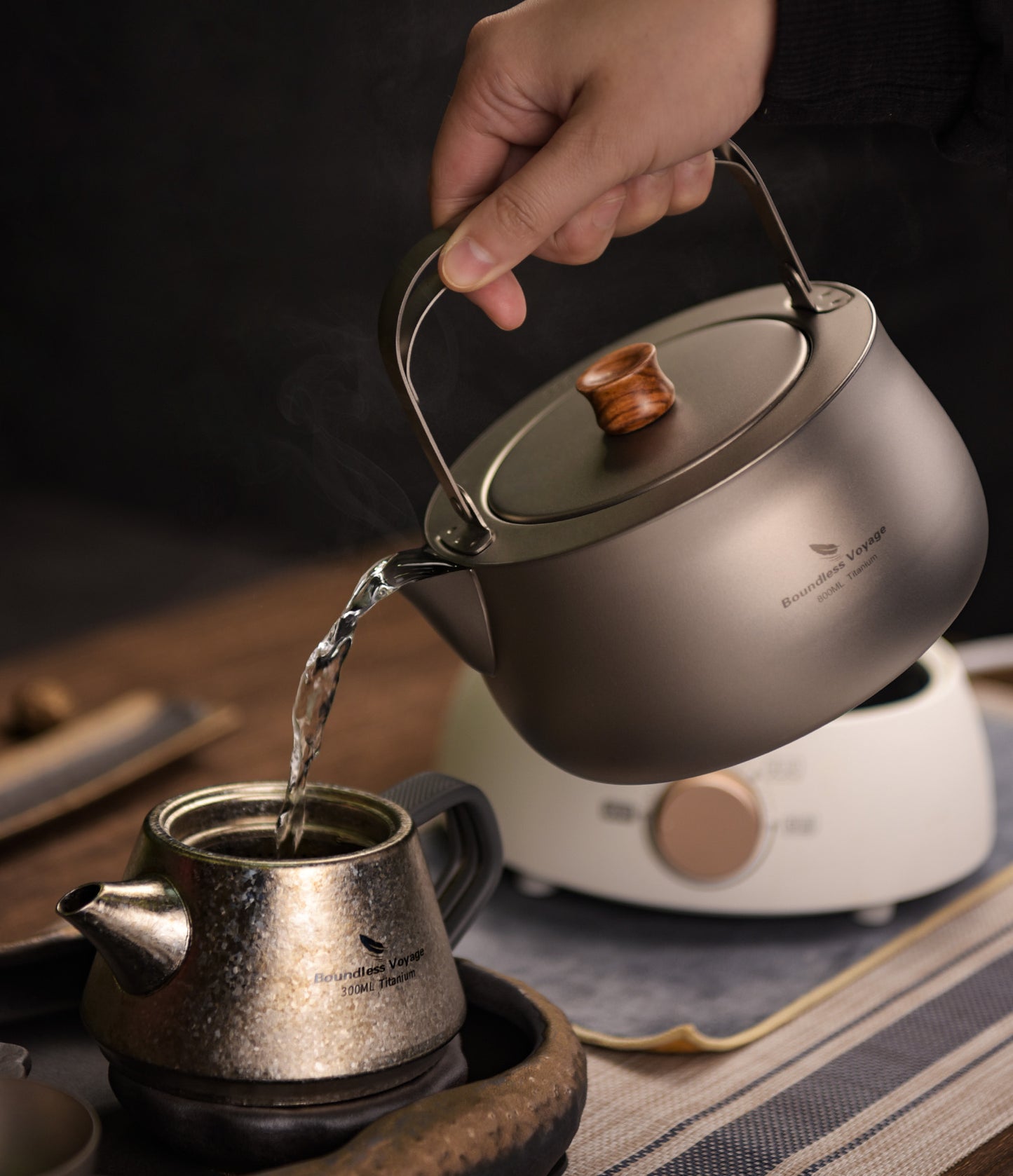 Boundless Voyage 800ml Pure Titanium Camping Kettle | Durable Lightweight Teapot with Foldable Handle for Backpacking, Hiking, Coffee and Tea Ti3131D