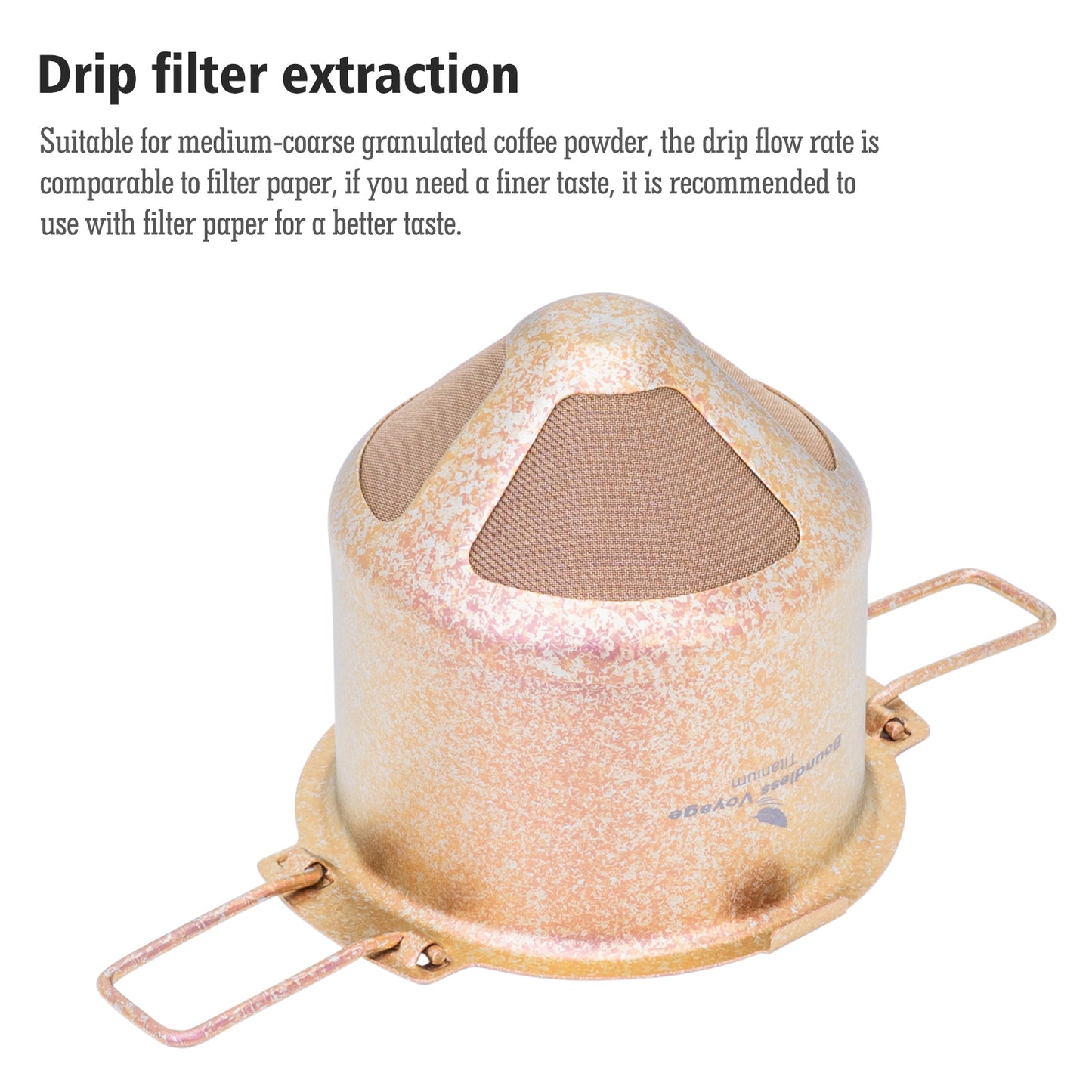 Boundless Voyage Titanium Folding Coffee Drip Filter, Ultralight Portable Hanging Ear Hand Brew Filter for Camping Travel Home, Ti6002P