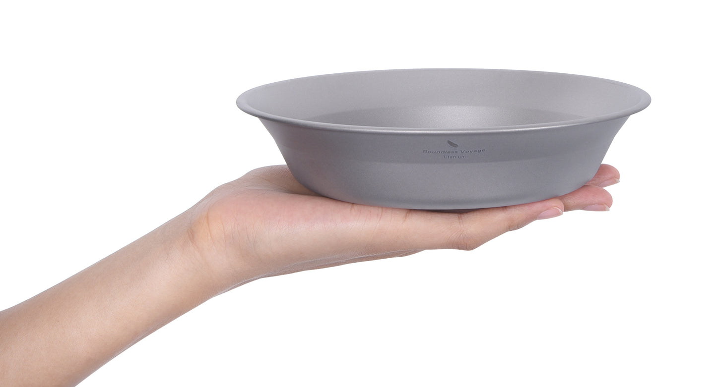 Boundless Voyage Ultralight Titanium Camping Dish Plate with Carry Bag, Portable Durable Outdoor Tableware for Camping, Hiking, Backpacking & Picnic Ti1112T