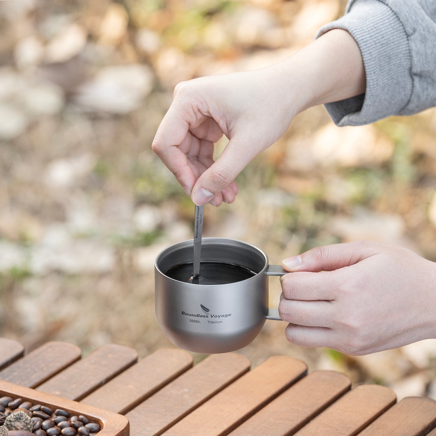 Boundless Voyage 200ml Double Wall Pure Titanium Mug | Ultralight Portable Coffee & Tea Cup for Camping, Travel & Outdoor Picnic Ti3086D
