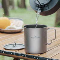 Boundless Voyage750ml Single Wall Titanium Cup with Lid | Ultralight Portable Camping Mug Pot for Tea Coffee EDC Hiking Ti3037D