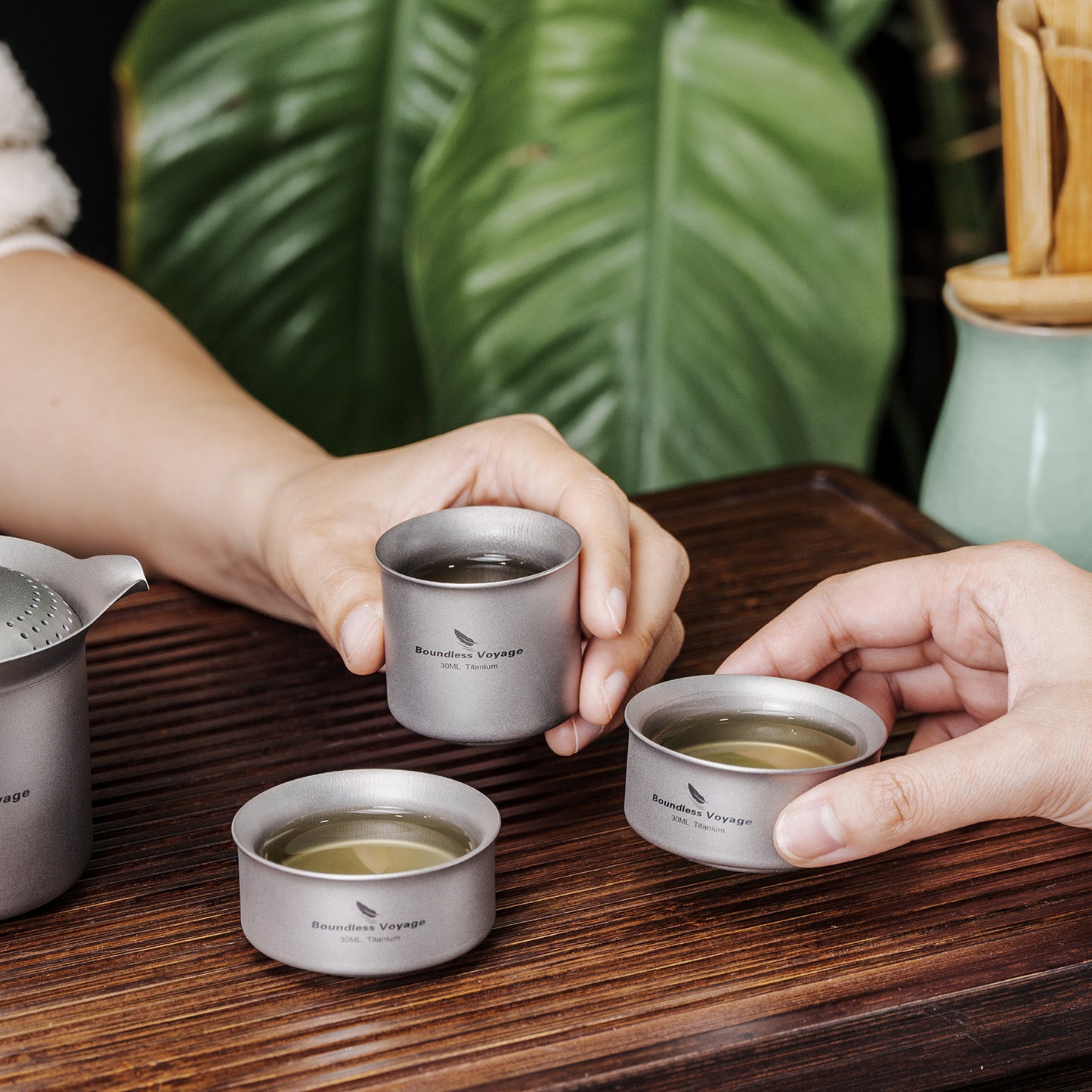 Boundless Voyage Titanium Double-Wall Tea Cup 30ml Gongfu Anti-Scald Coating-Free, Single or Set Ti3146D Ti3147D Ti3148D