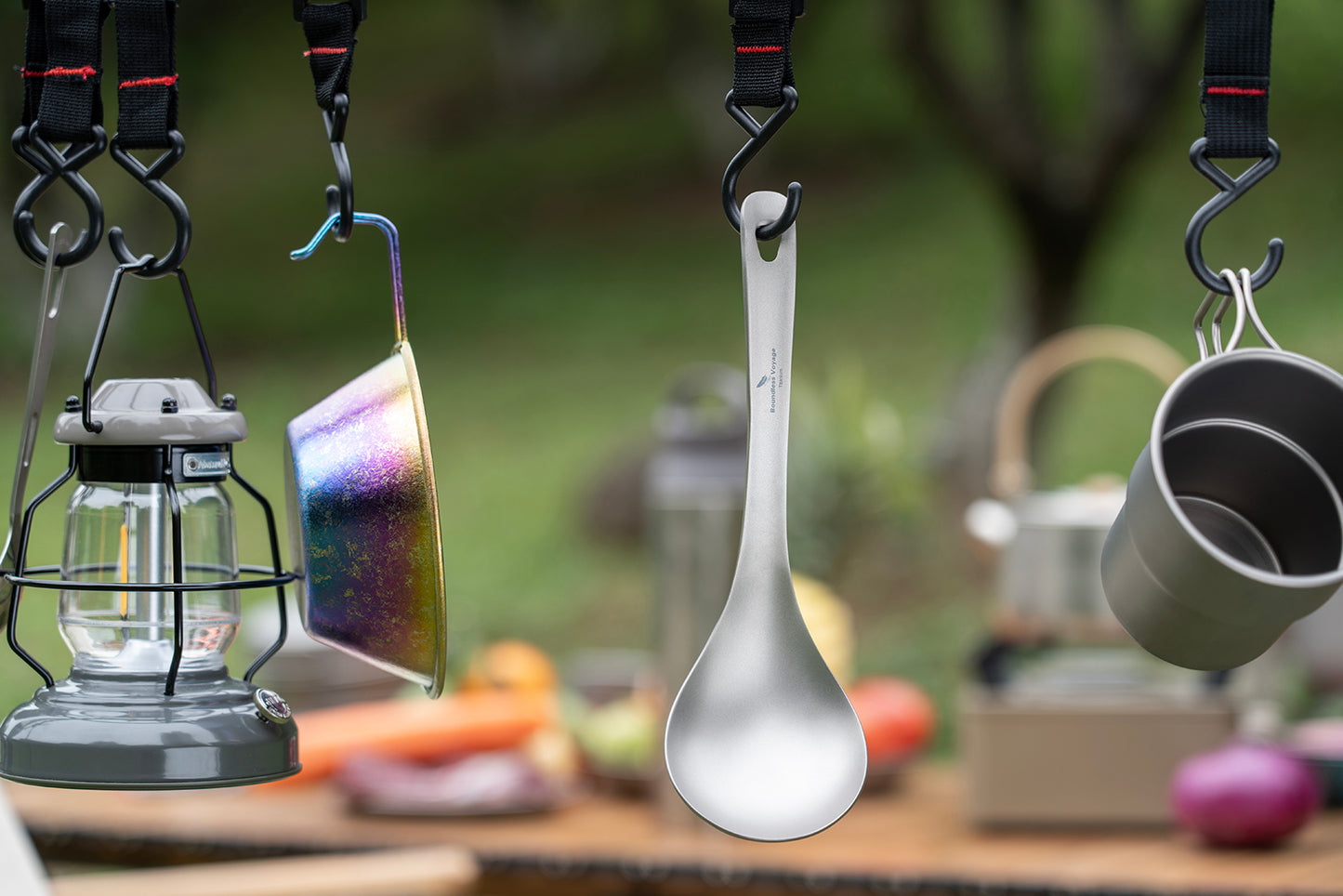 Boundless Voyage Thickened Pure Titanium Long Handle Ladle | Deep Bowl Soup Scoop for Porridge, Stew & Sauce, Kitchen & Camping Cooking Utensil Ti1038T