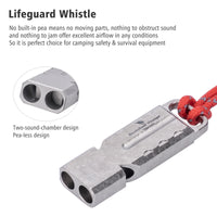 Boundless Voyage Titanium Dual Tube Survival Whistle, High Decibel Emergency Whistle, Lightweight & Durable Outdoor Safety Whistle for Camping Hiking Backpacking Ti9029O