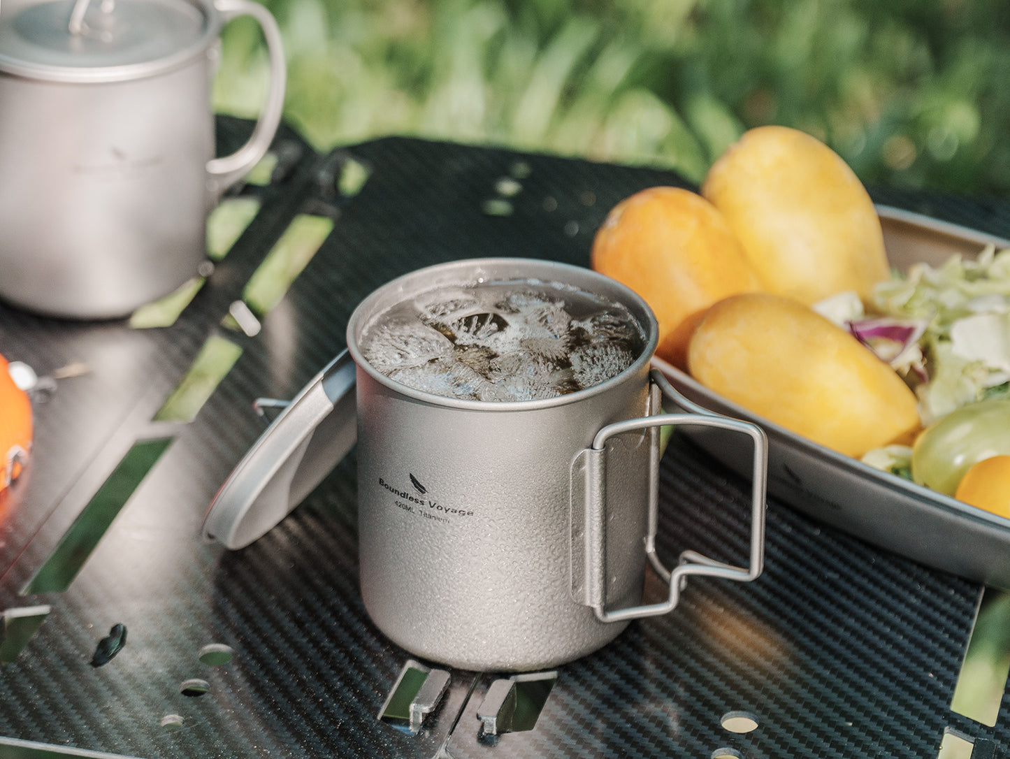 Boundless Voyage Titanbecher mit Deckel Camping-Geschirr für 1 Person 420 ml