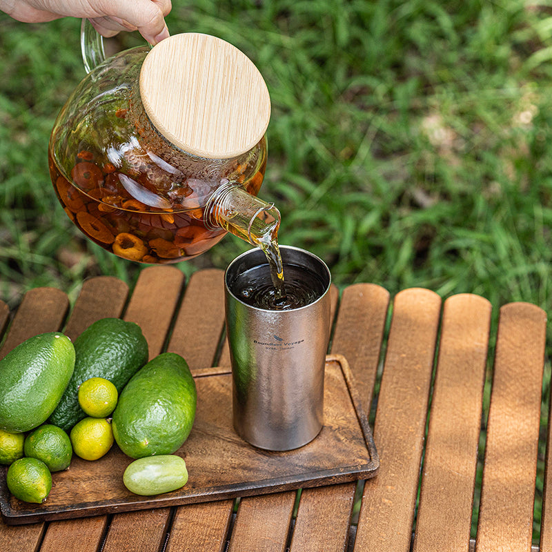 Boundless Voyage Titanium Double-Walled Beer Cup Ultralight Coffee Tea Juicy Cups 300ml Crystallized Finish Mug Ti3246D