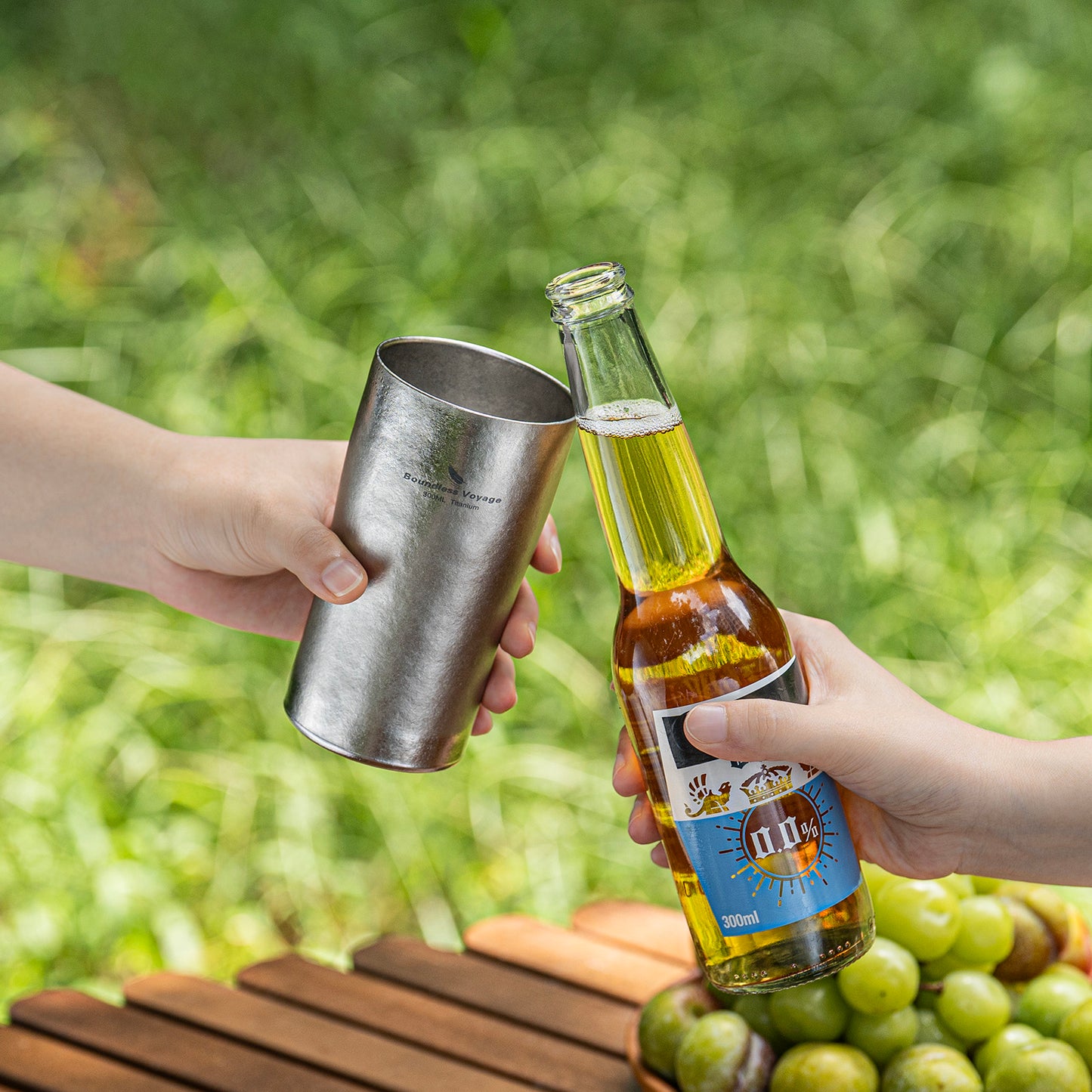 Boundless Voyage Titanium Double-Walled Beer Cup Ultralight Coffee Tea Juicy Cups for Home Outdoor Camping Picnic 300ml Crystallized Finish Ti3246D